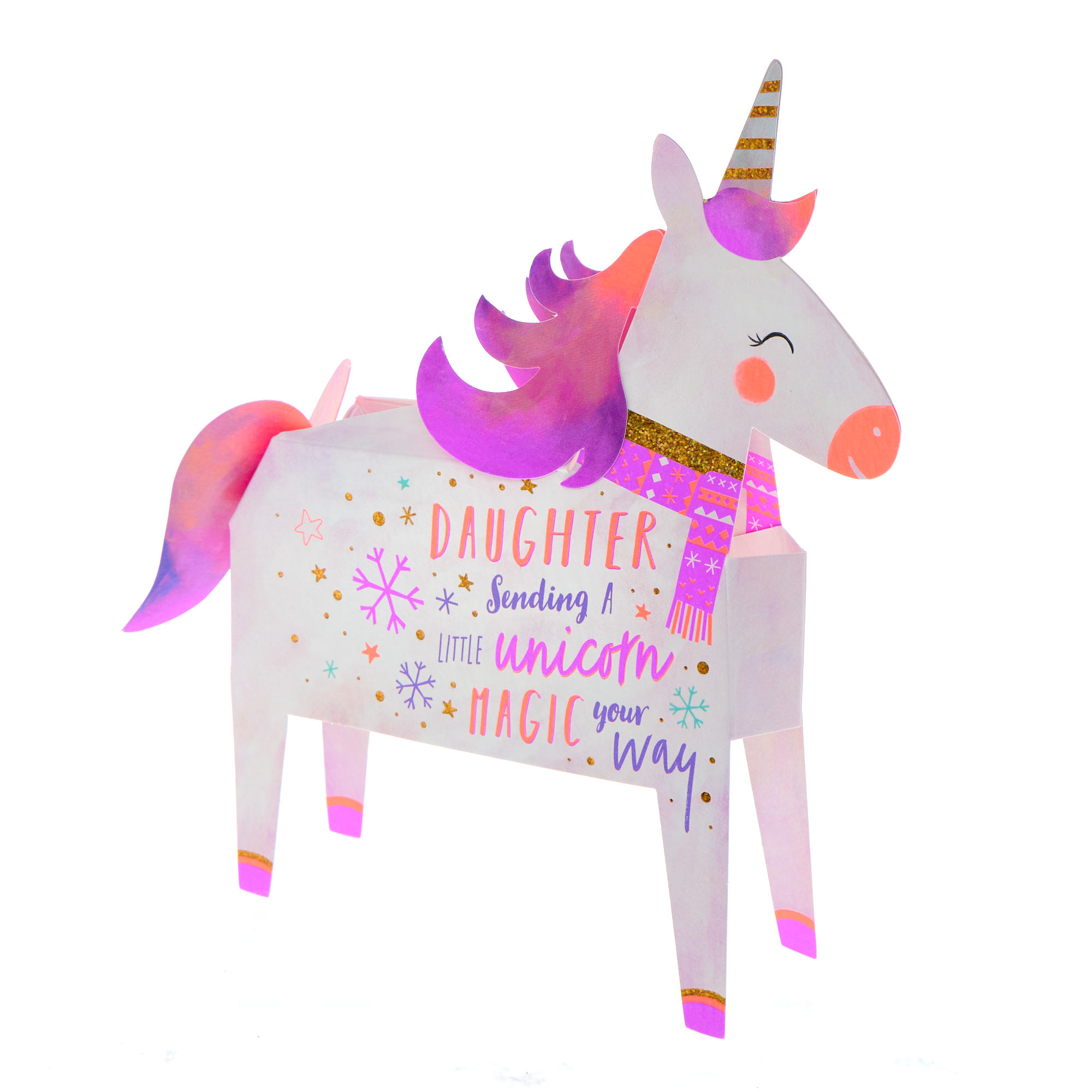Daughter Unicorn 3D Pop Out Christmas Card