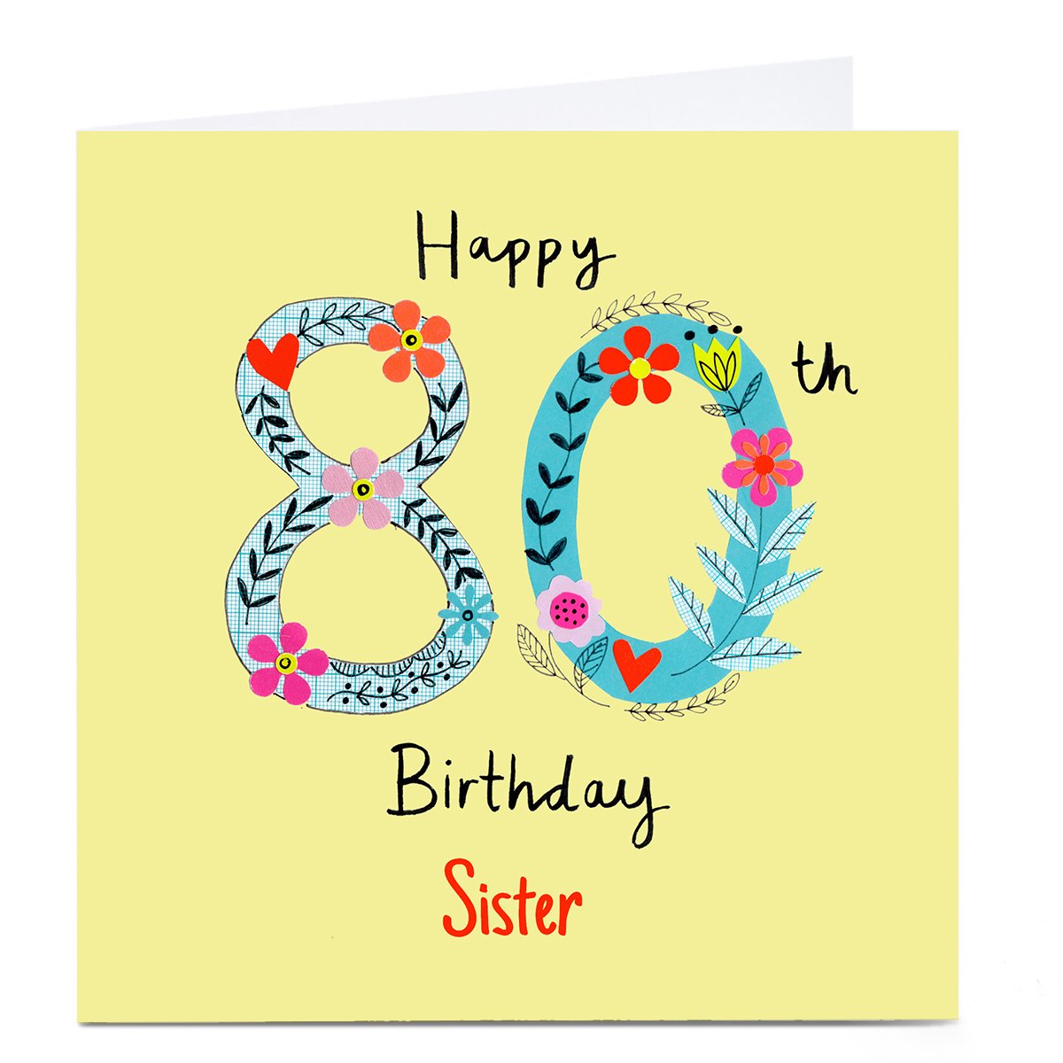 Personalised Lindsay Loves To Draw 80th Birthday Card, Sister