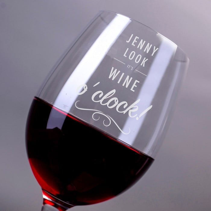 Personalised Wine O'Clock Wine Glass