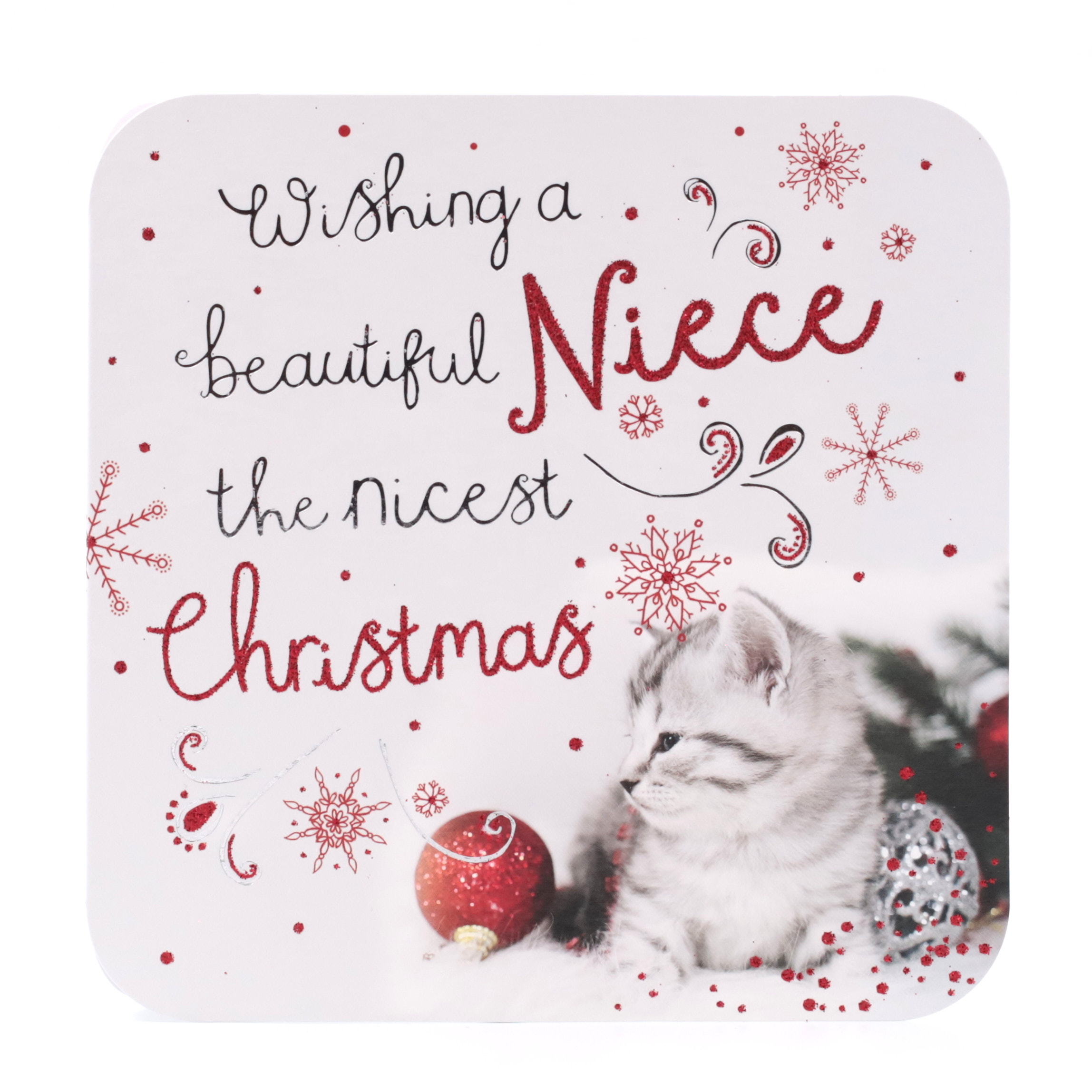 Christmas Card - Niece, Cute Festive Cat
