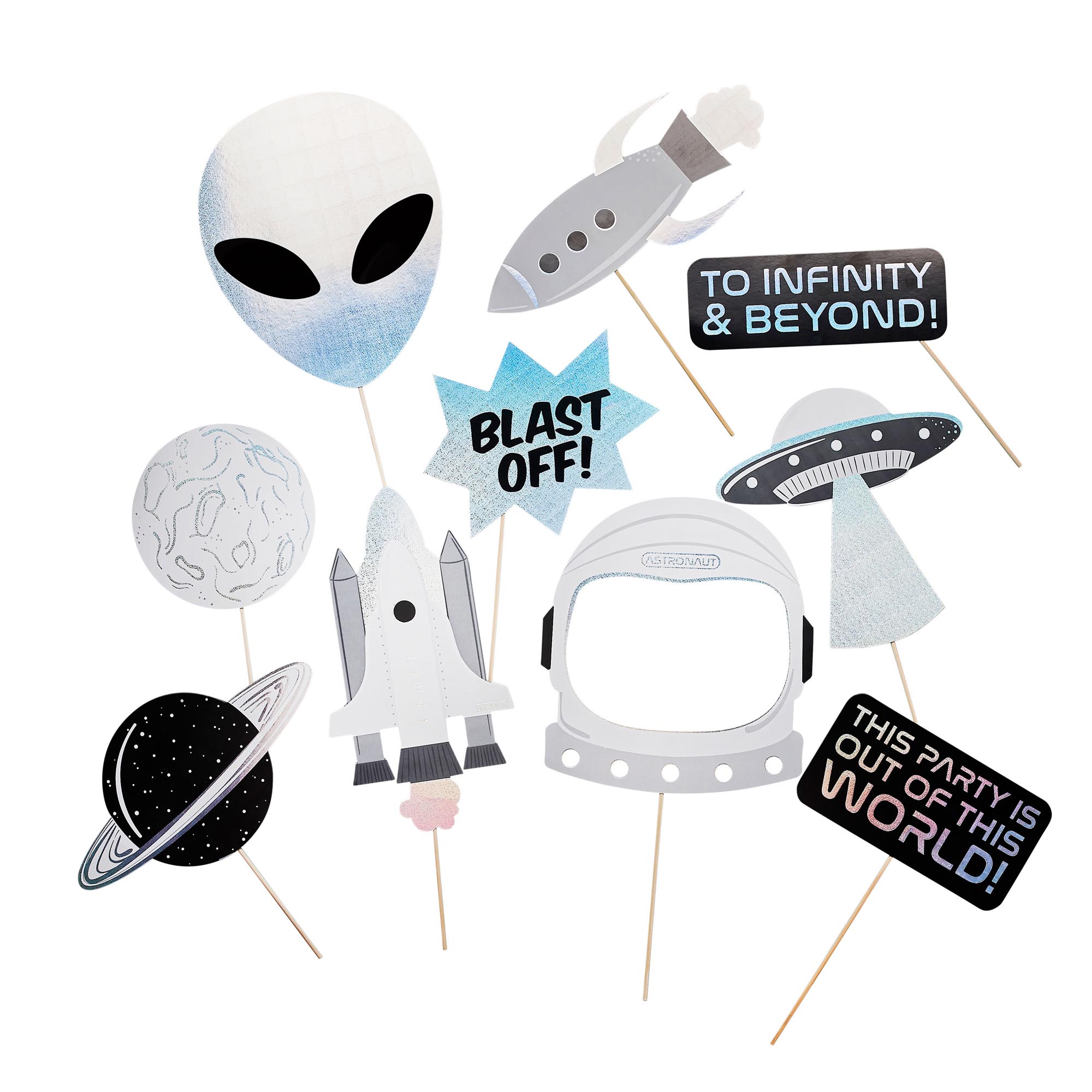Space Party Photo Booth Props - Pack of 10