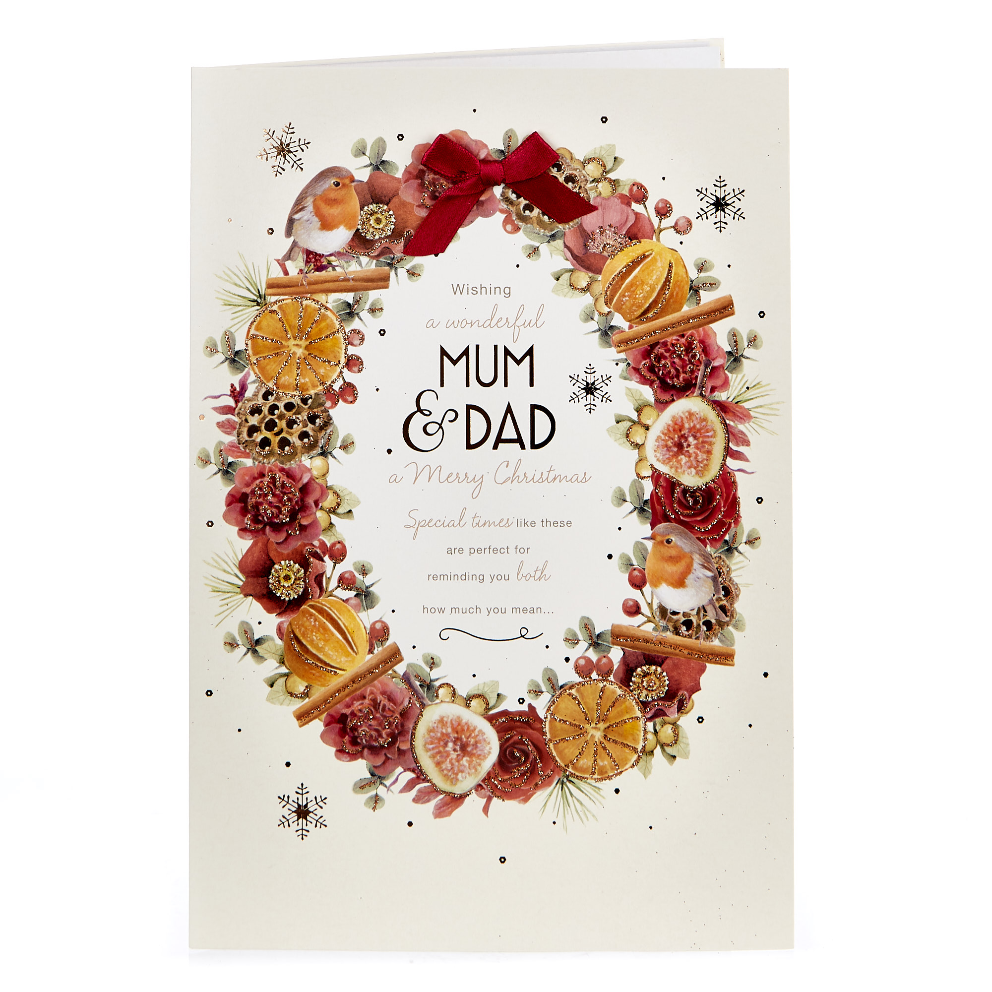 Christmas Card - Mum & Dad Rustic Wreath 