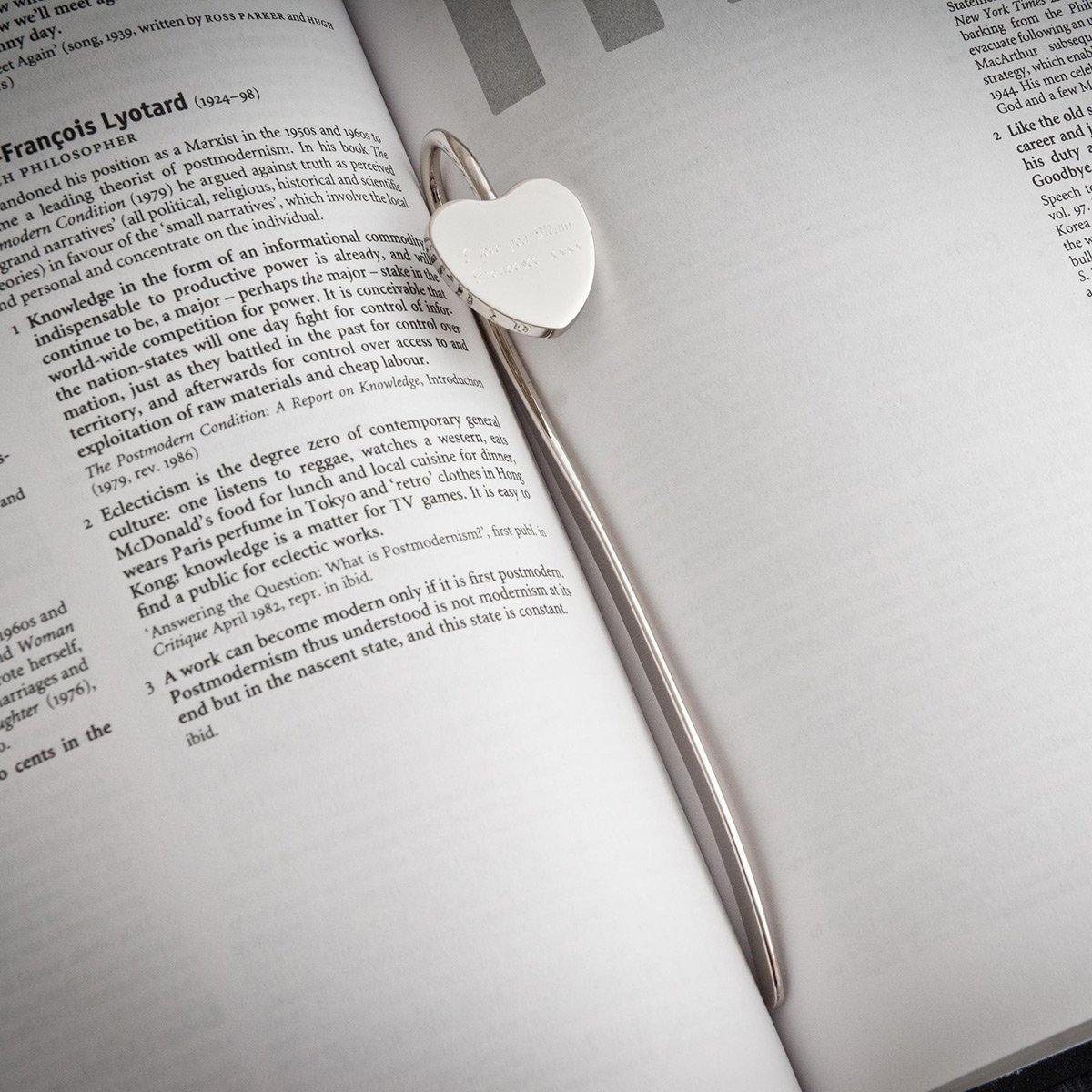 Personalised Engraved Silver Heart-Shaped Bookmark