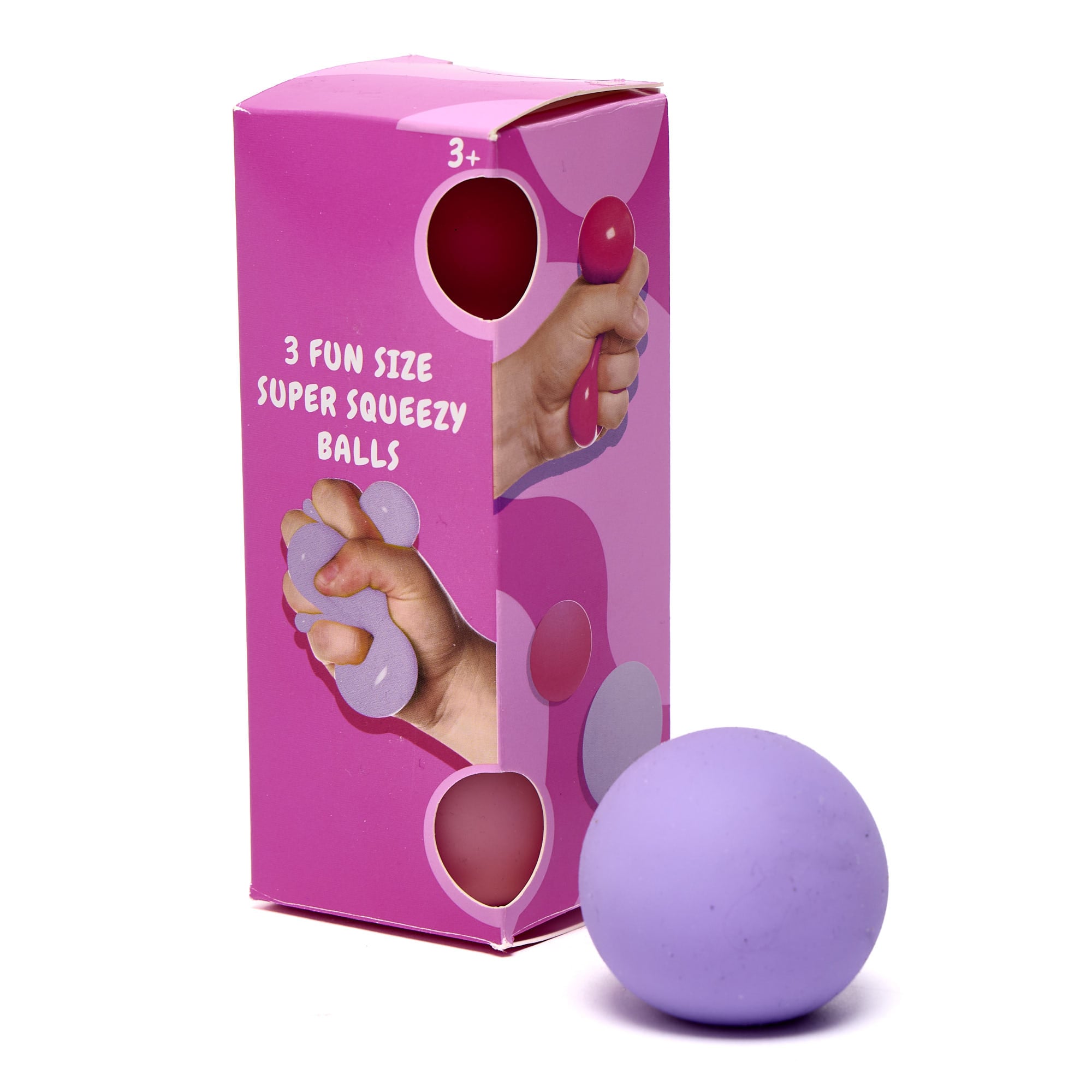 3 Pink Fun Size Super Squeezy Balls