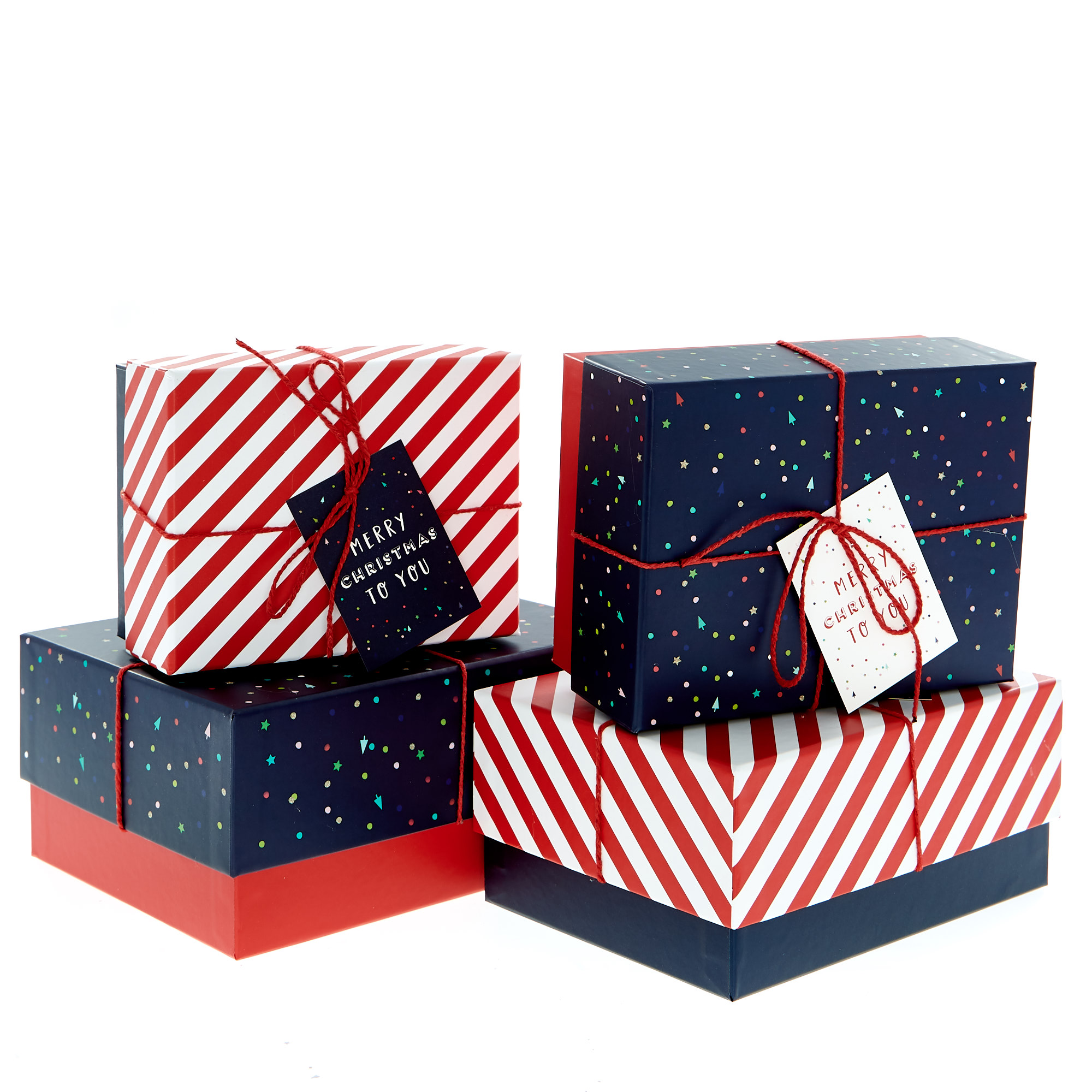 Candy Stripes & Spots Christmas Gift Boxes - Set Of 4