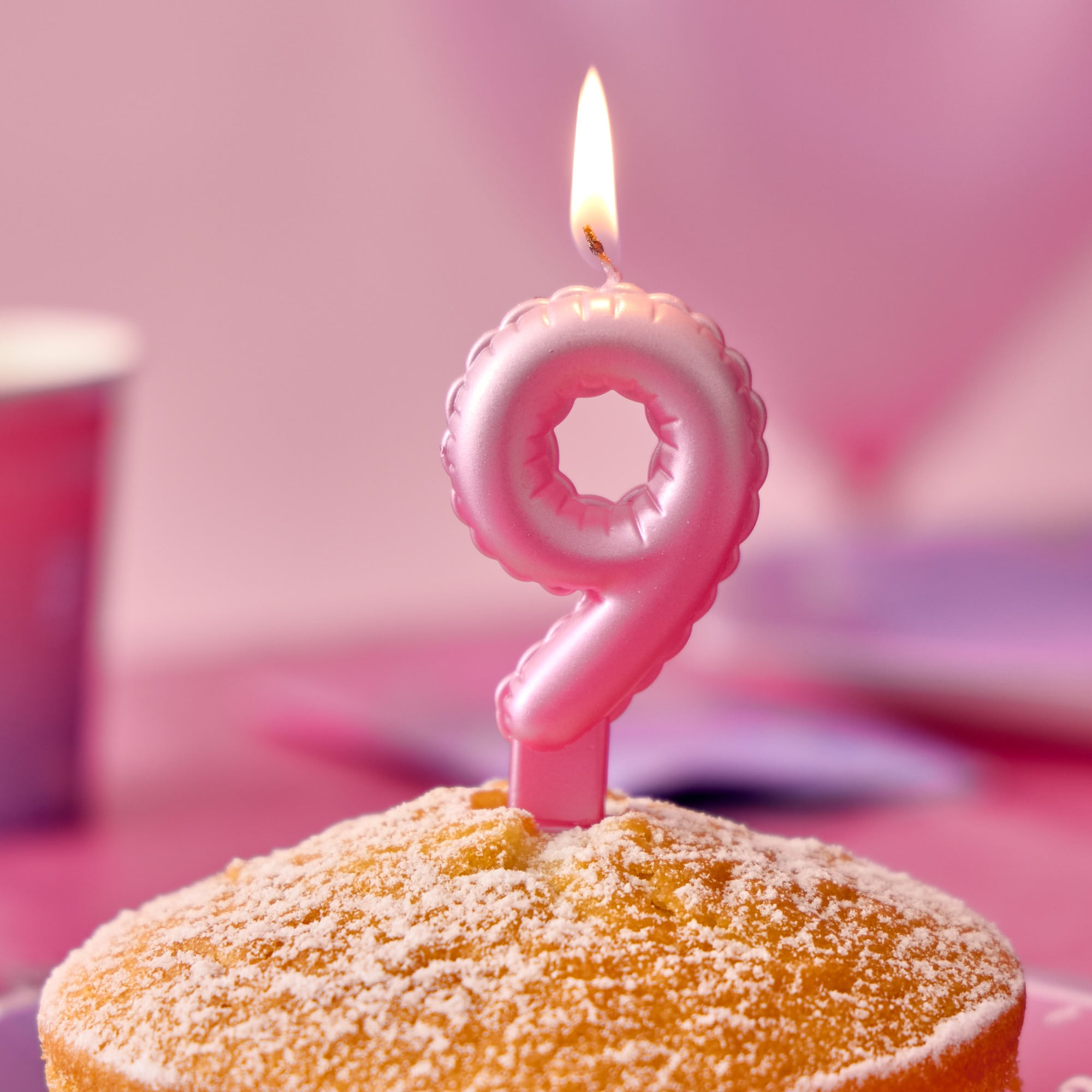 Pink Number 9 Cake Candle