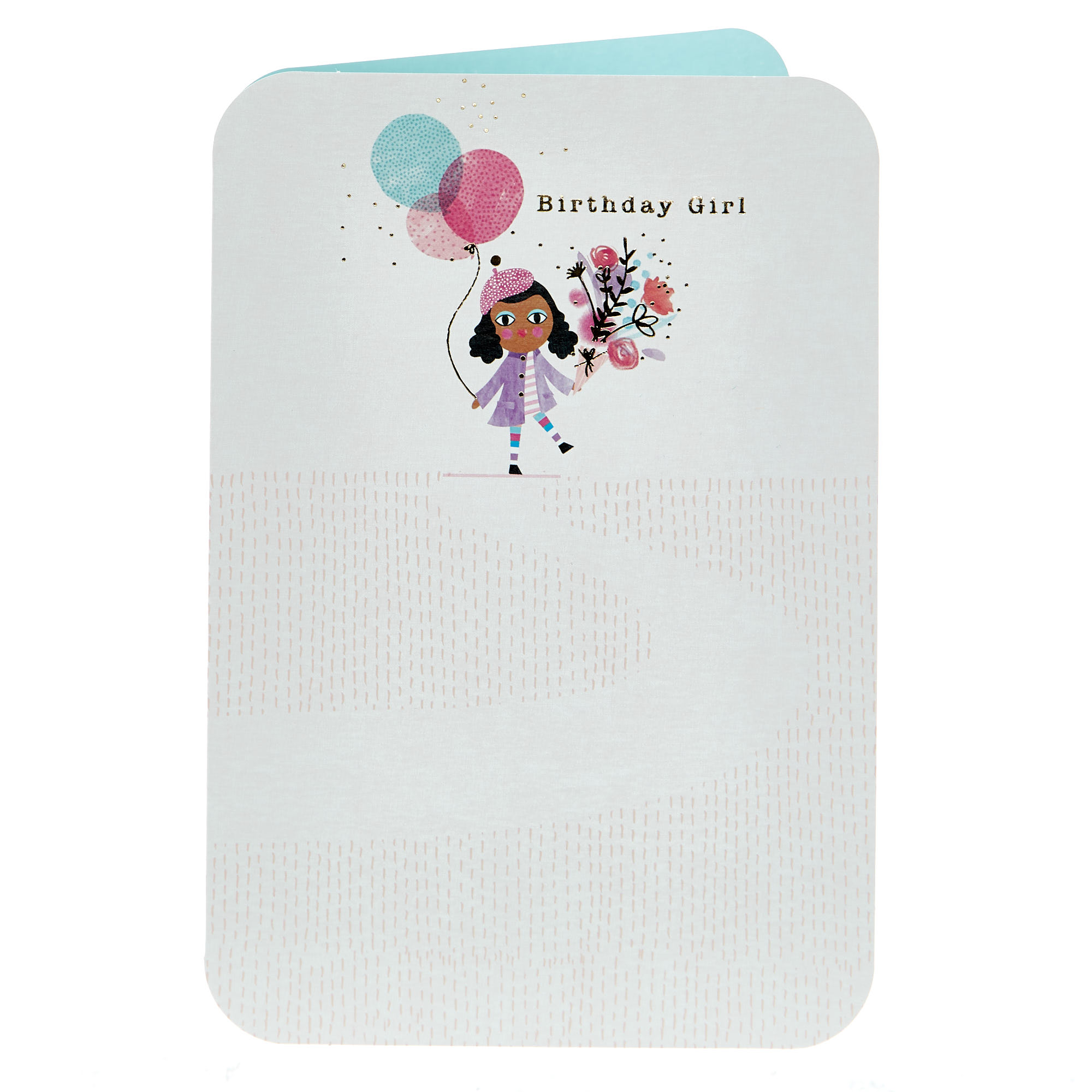 Birthday Card - Birthday Girl Flowers & Balloons