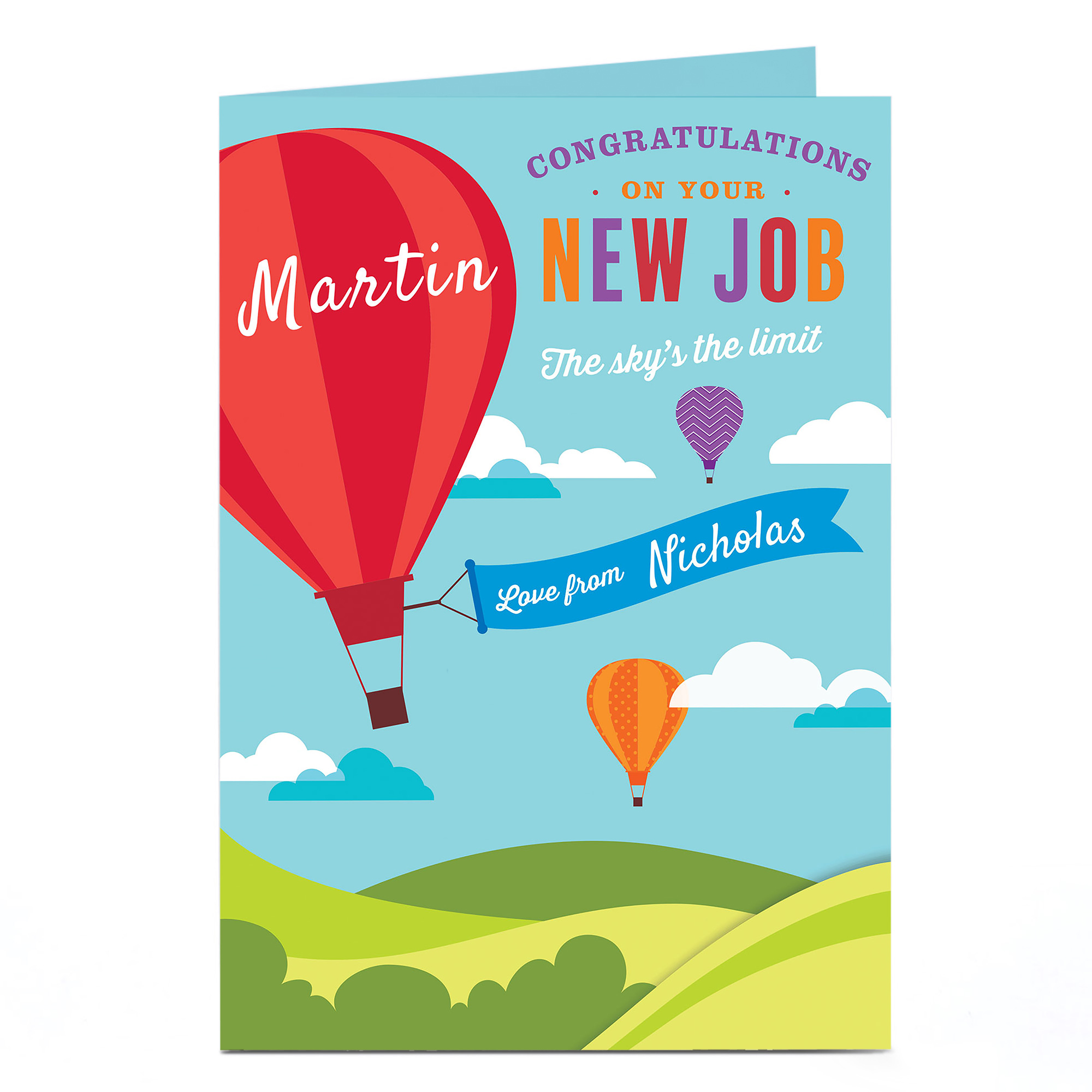 Personalised New Job Card - Hot Air Balloon
