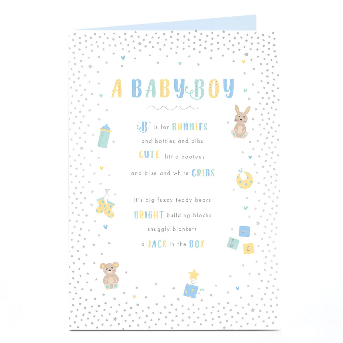 Personalised New Baby Card - Baby Boy Blue