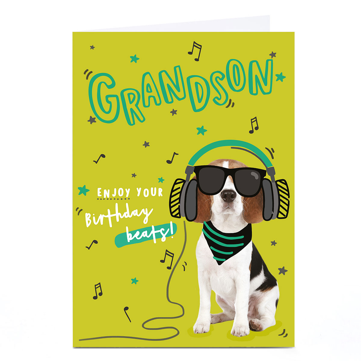 Personalised Birthday Card - Birthday Beats Dog, Grandson
