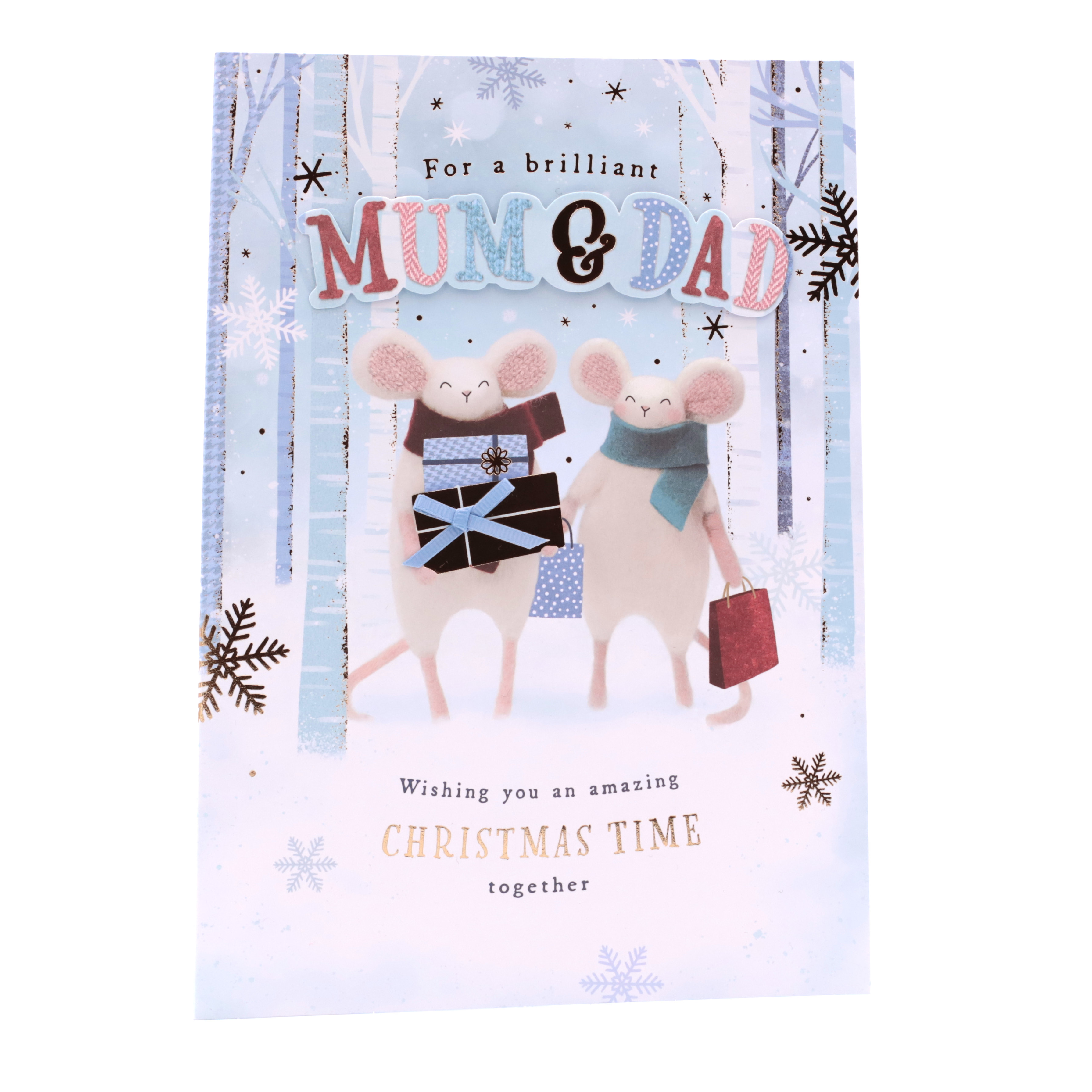 Christmas Card - Brilliant Mum And Dad, Cute Mice In The Wood