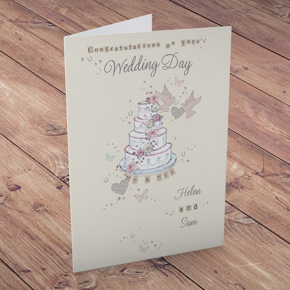 Personalised Wedding Card - Cake & Confetti