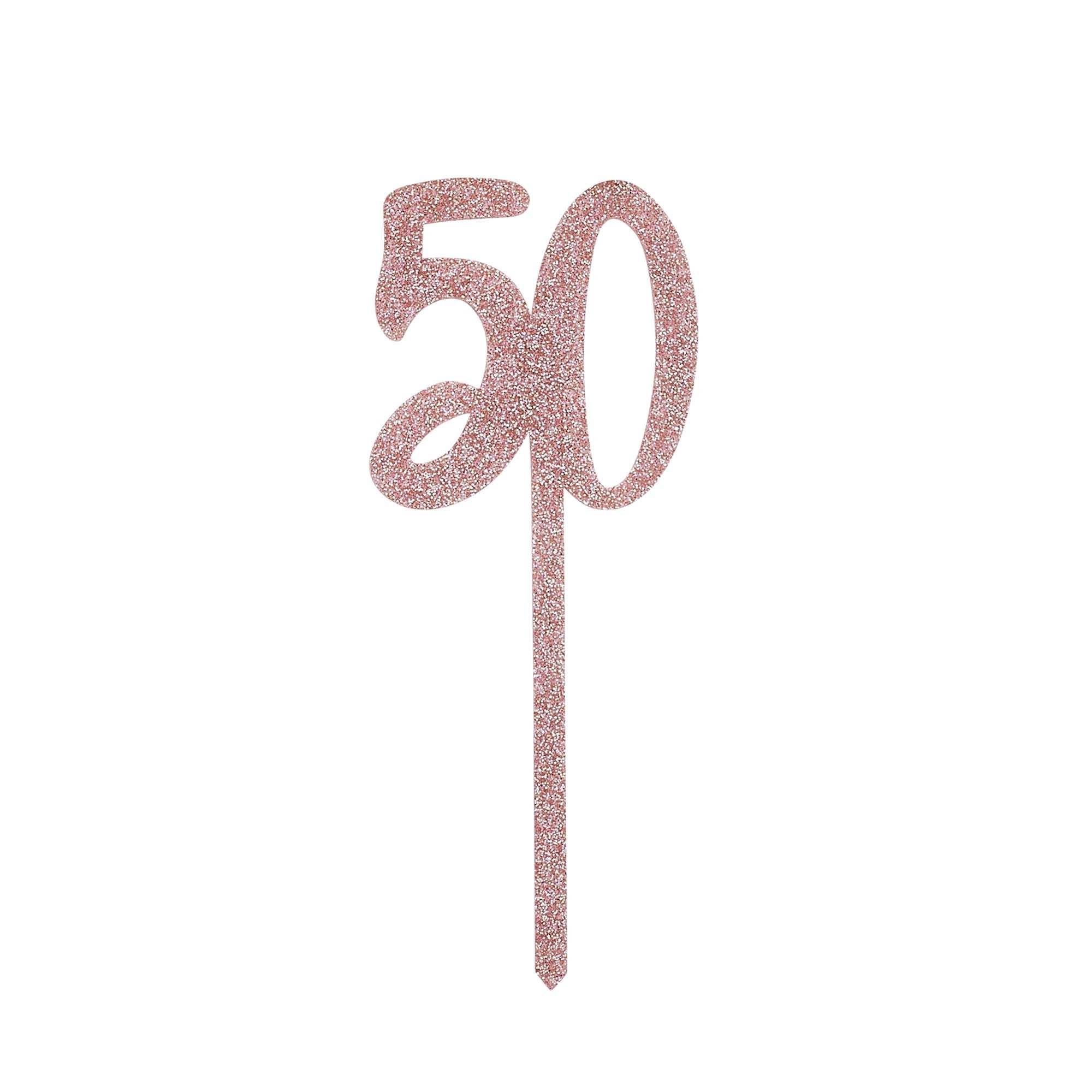 Metallic 50 Glitter Acrylic Cake Topper (3 Colour Options)