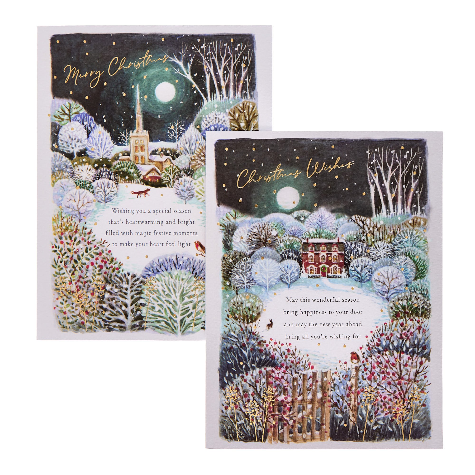 Deluxe Snowy Scene Charity Christmas Cards - Pack of 10 (2 Designs)