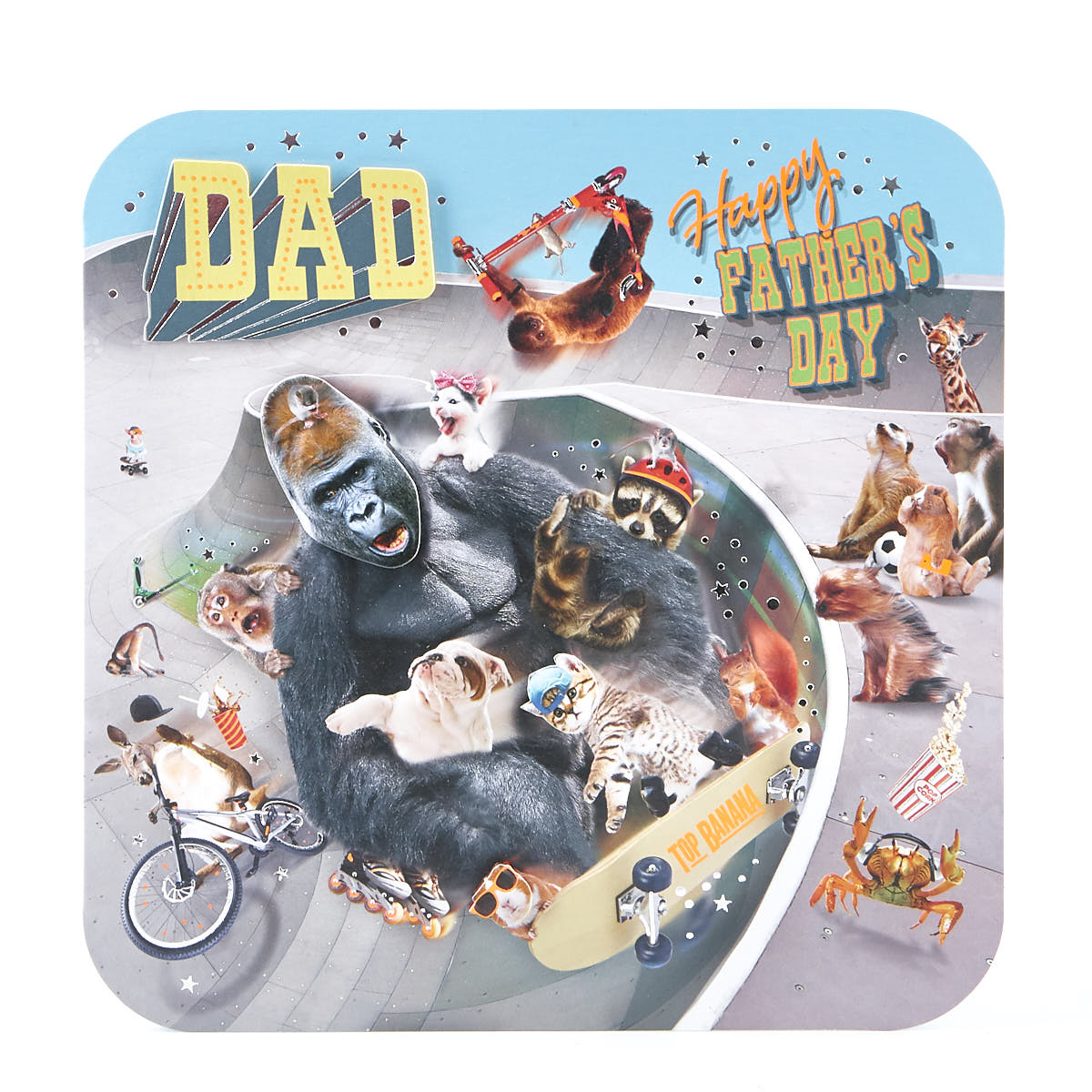 Father's Day Card - Exquisite Collection Dad Animals Skating