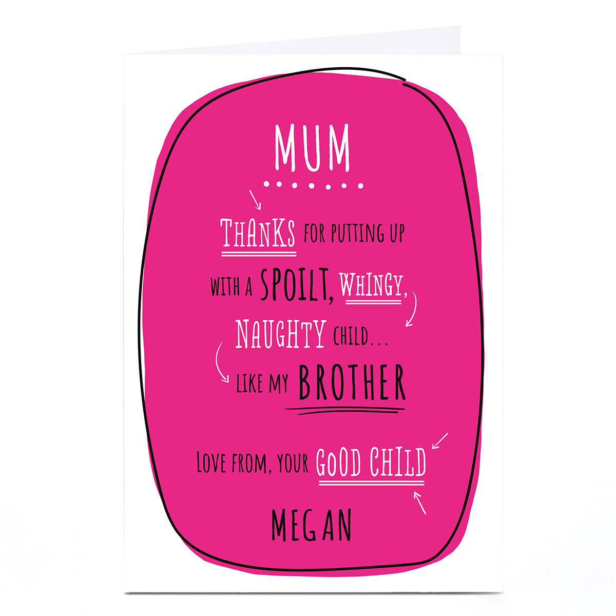 Personalised Mother's Day Card - From Your Good Child