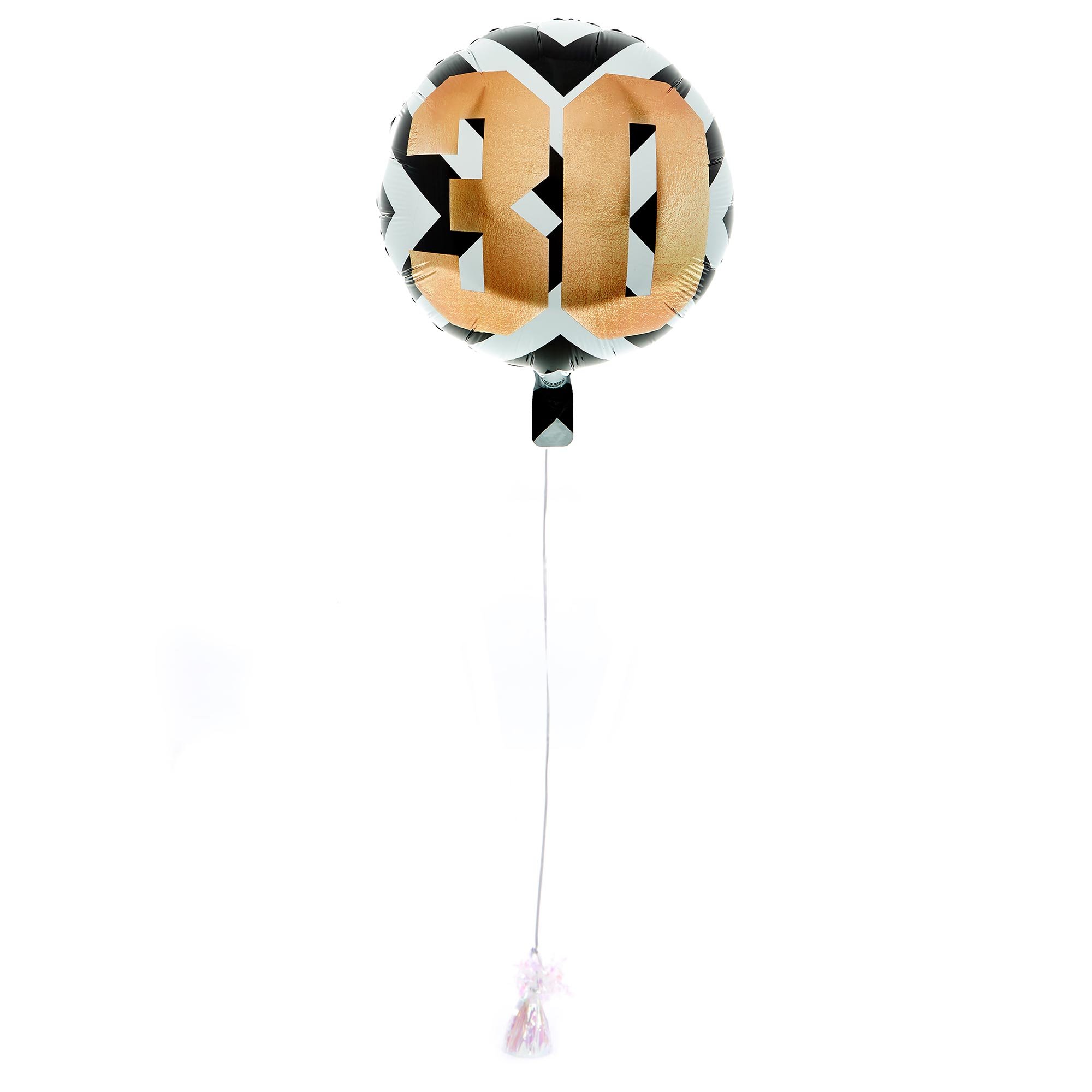 30th Black, White & Gold Balloon & Lindt Chocolate Box