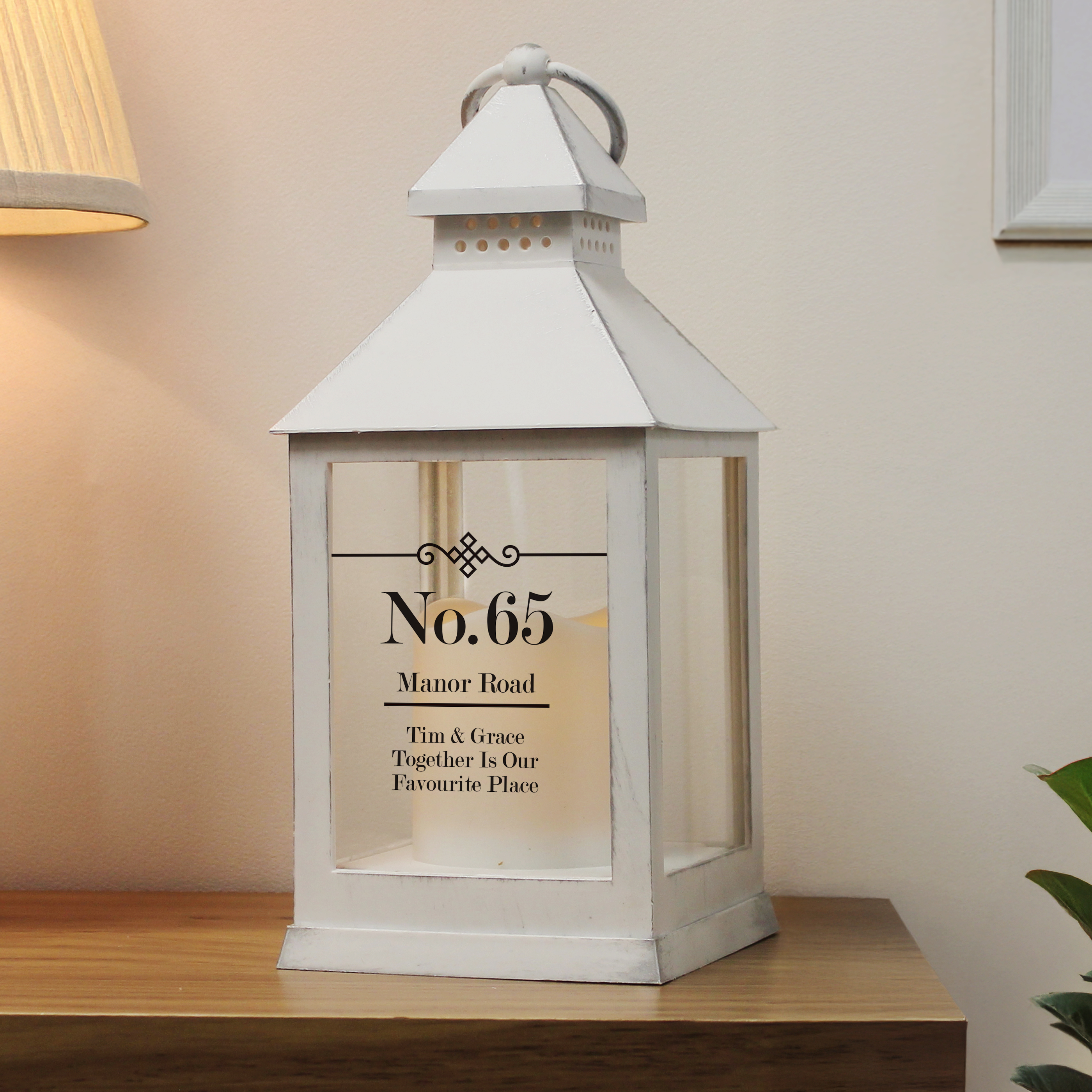 Personalised Elegant Diamond White Lantern