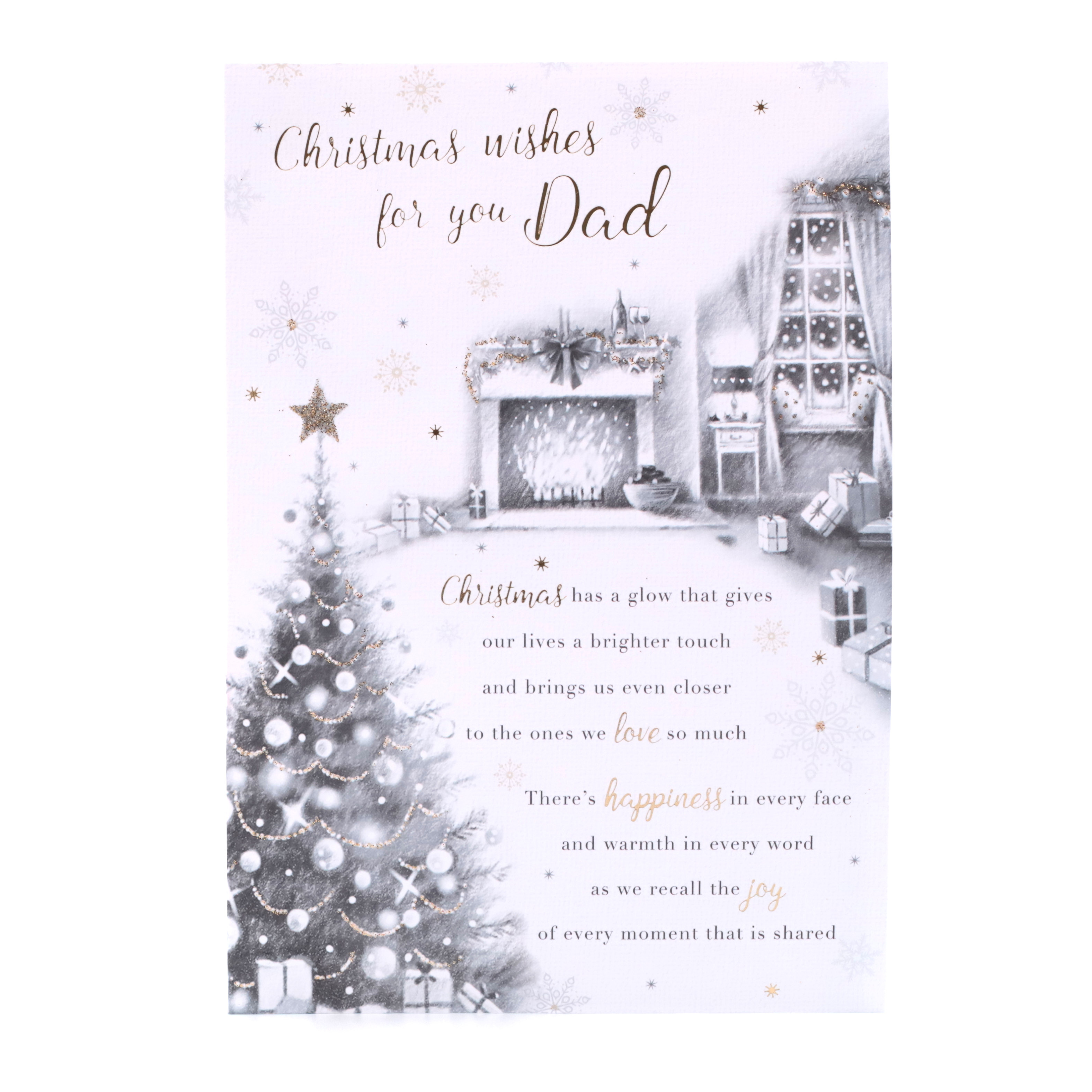Christmas Card - Dad, Traditional Christmas Fireplace