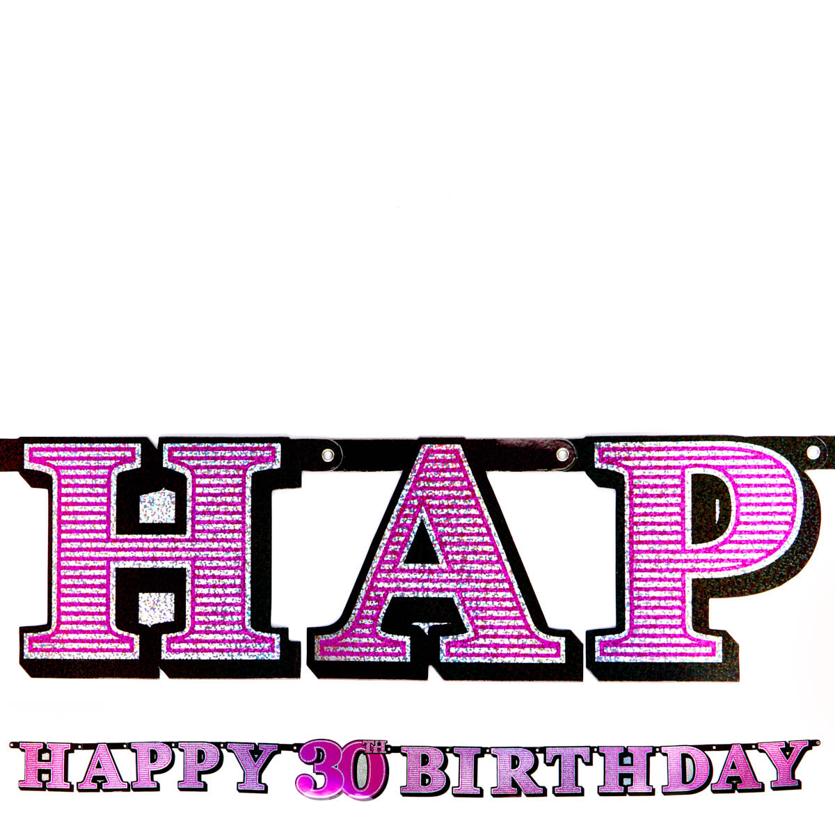 Pink Holographic 30th Birthday Banner 