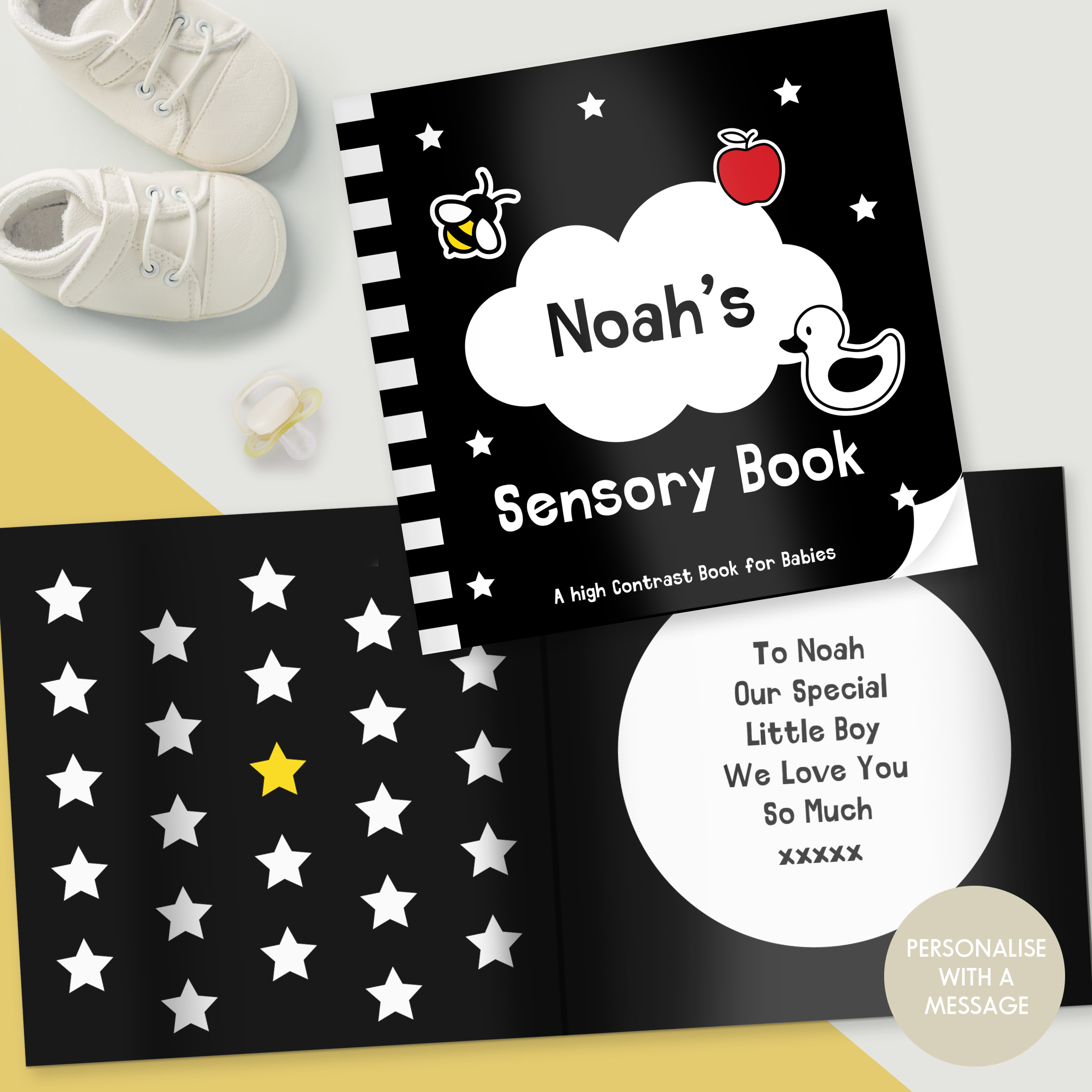 Personalised High Contrast Black & White Sensory Baby Book