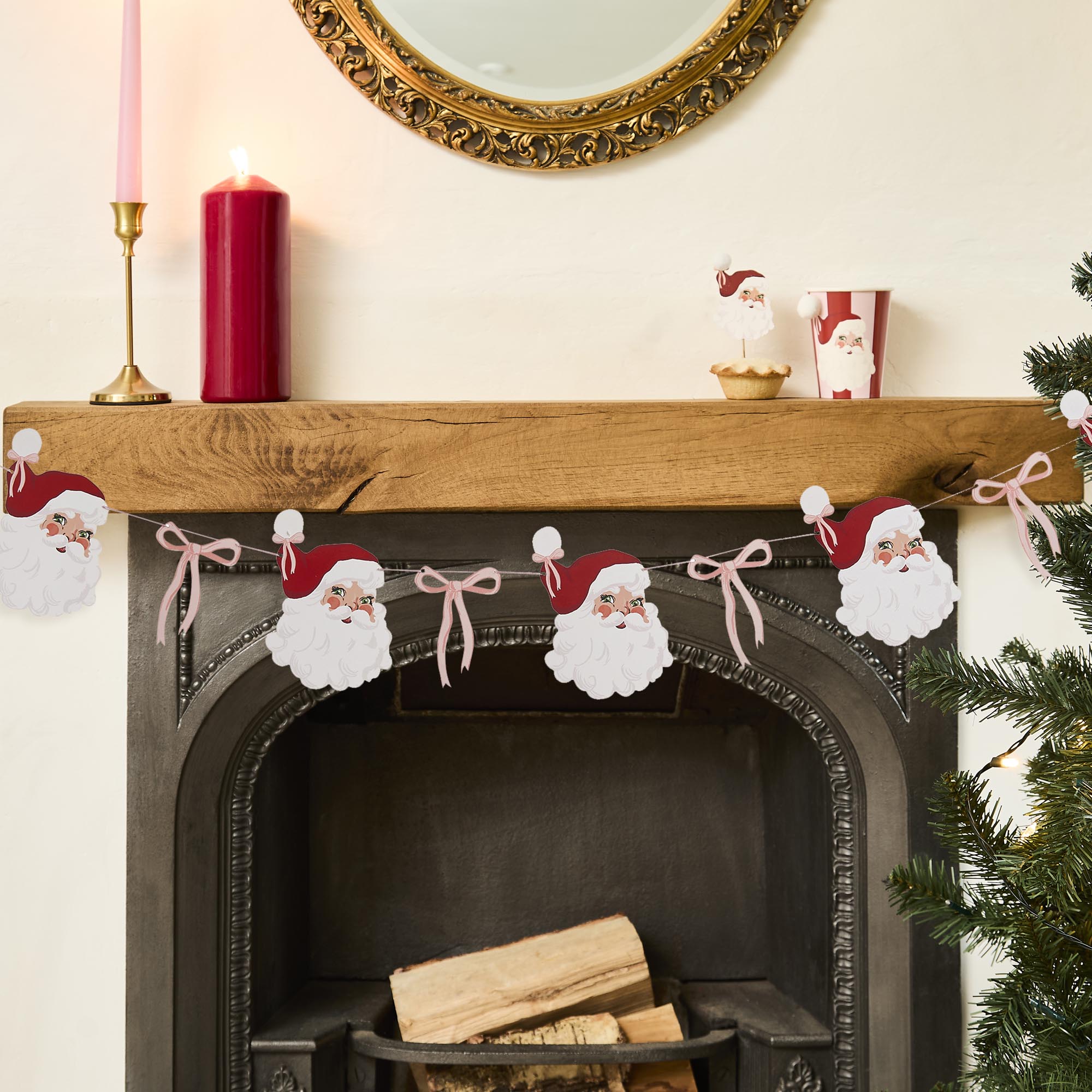 Santa & Bow Card Garland 2m