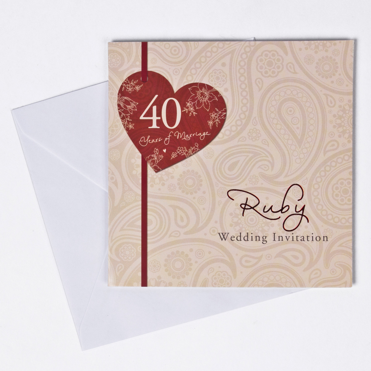 40th Ruby Anniversary Invitation Cards - Pack Of 10