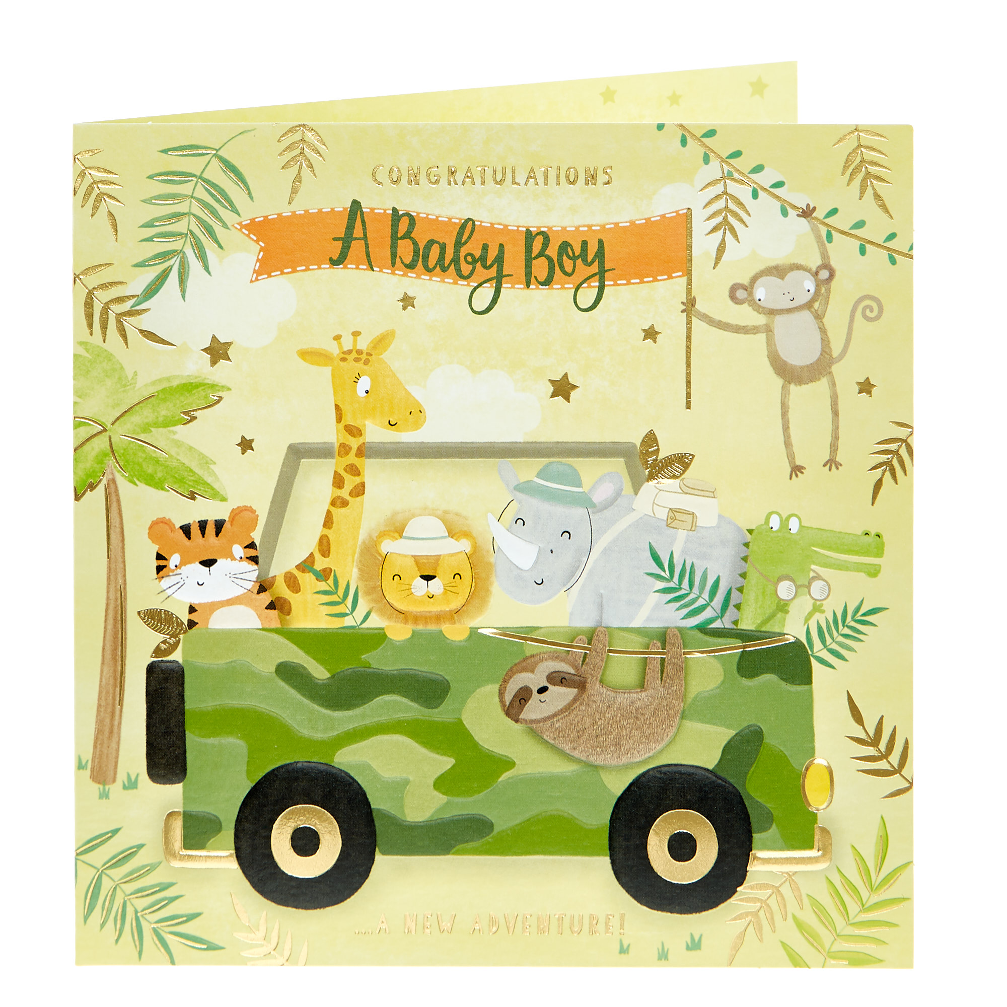 New Baby Card - Baby Boy, New Adventure
