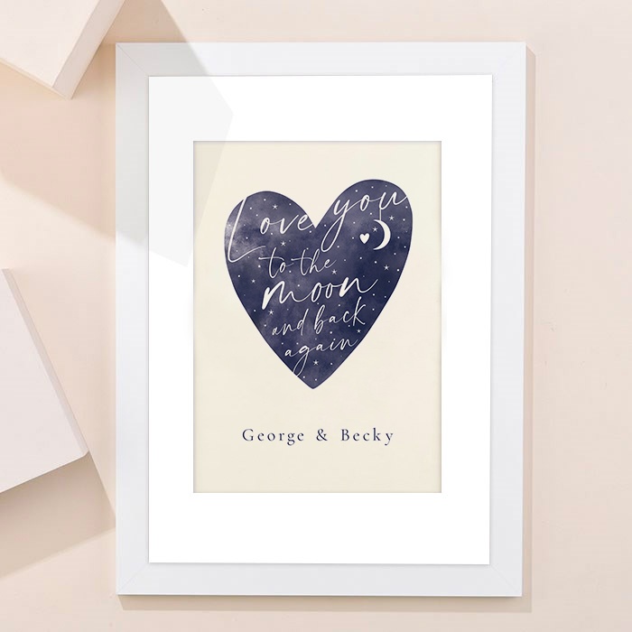 Personalised Love You To The Moon And Back Heart Framed Print