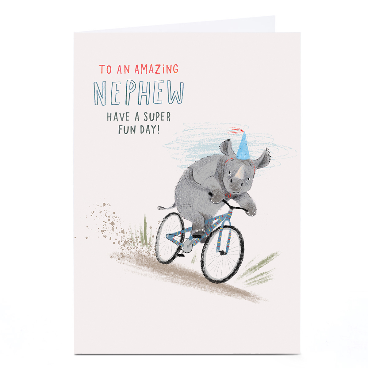 Birthday Card - Rhino Bike Race, Nephew
