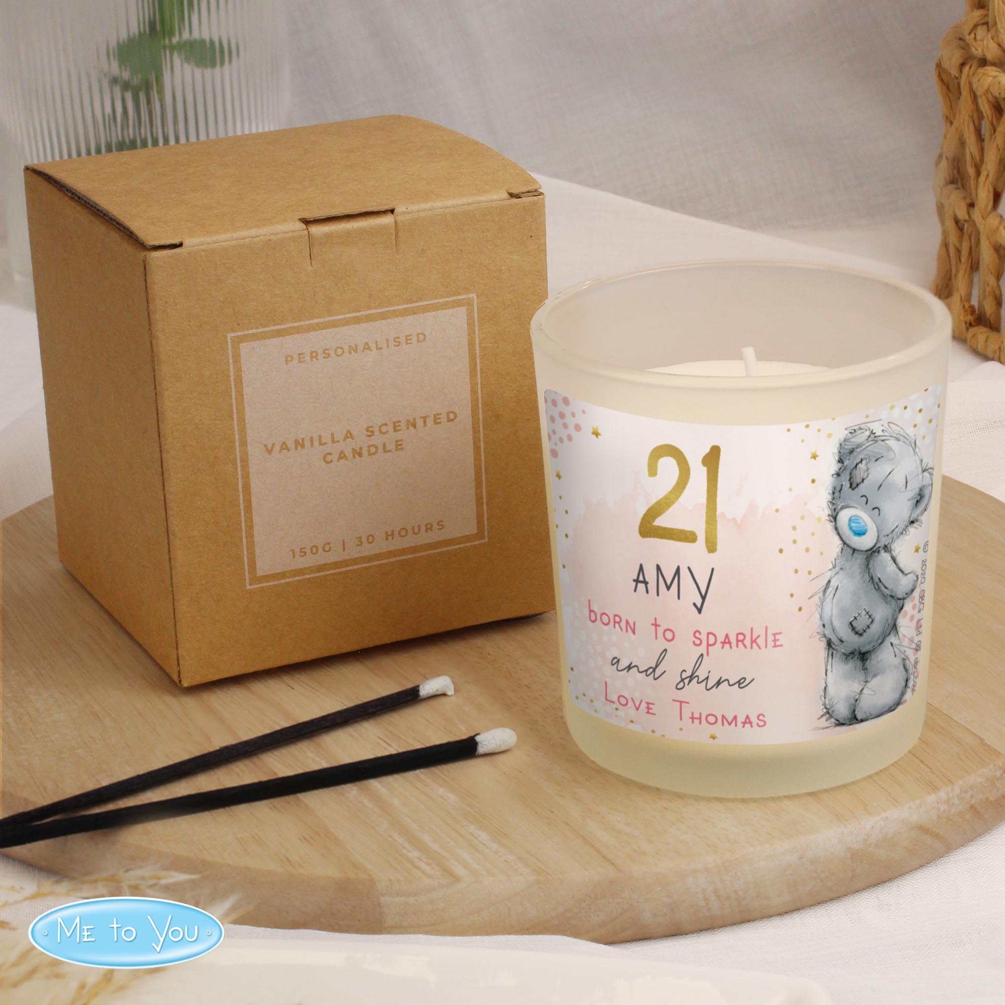 Personalised Me To You Sparkle & Shine Birthday Scented Jar Candle