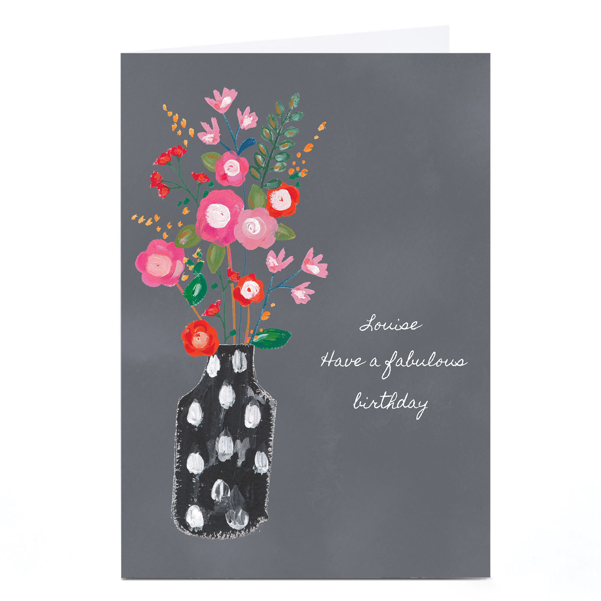 Personalised Kerry Spurling Card - Vase Of Flowers [Any Message]