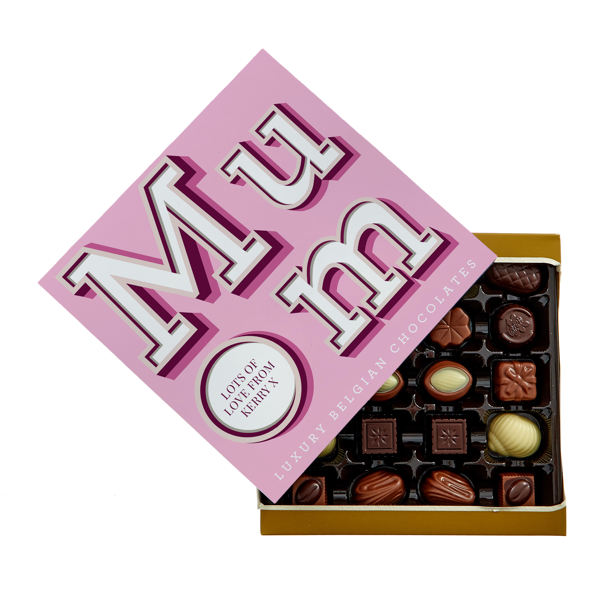 Personalised Belgian Chocolates - Mum Pink & White