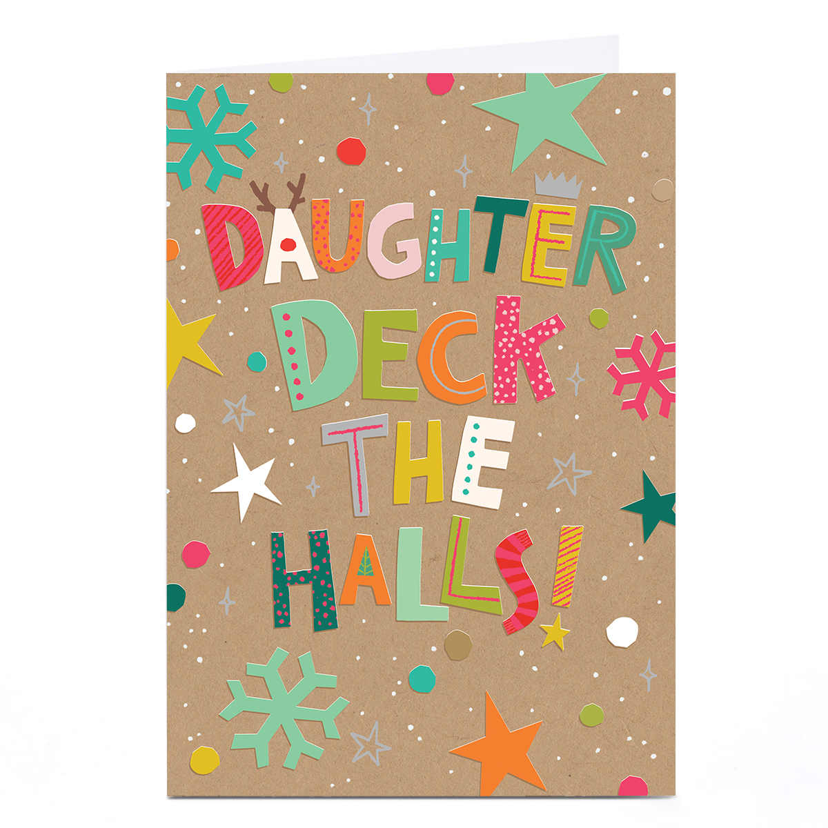 Personalised Christmas Card - Deck the Halls, Daughter
