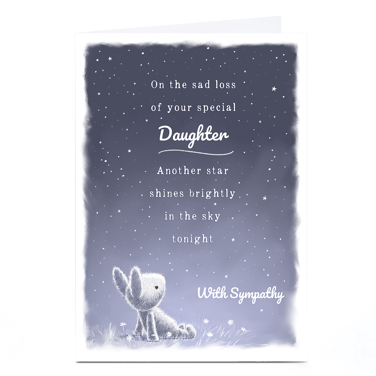 Personalised Sympathy Card - Rabbit & Stars, Daughter