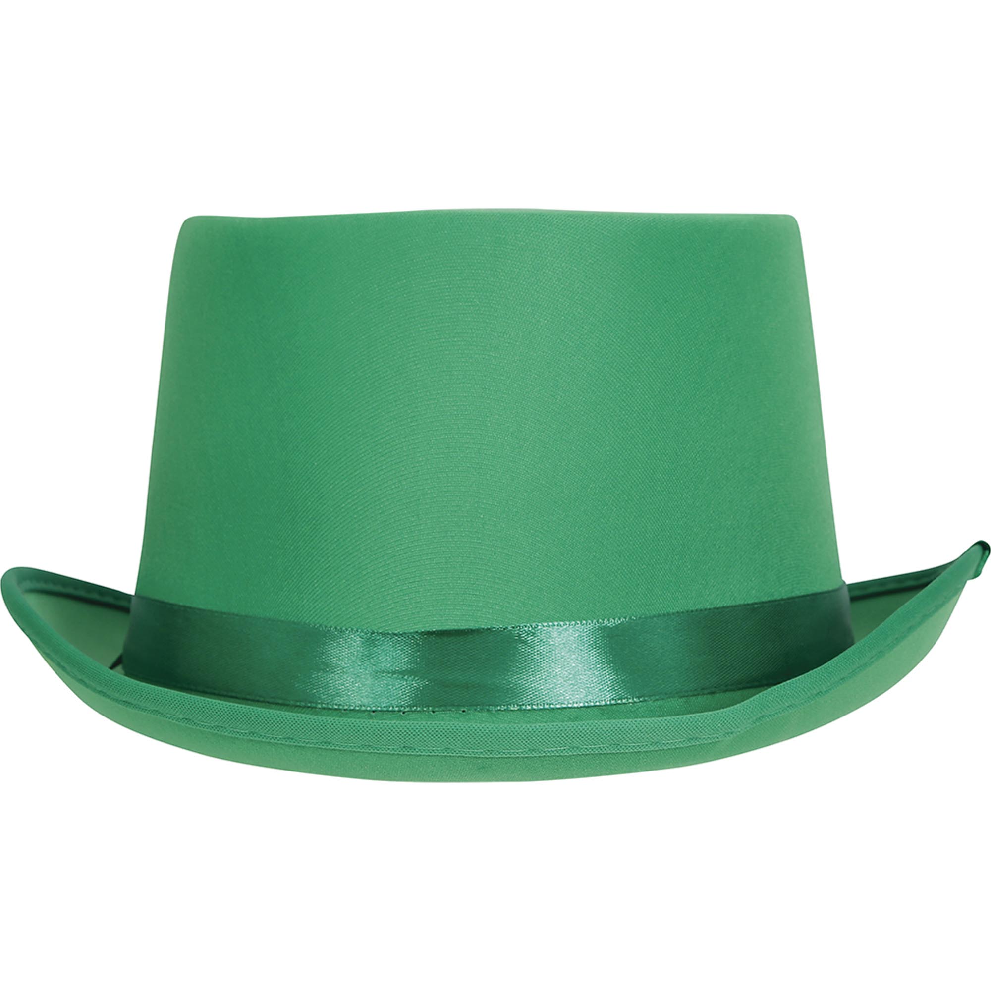 St Patrick's Day Green Satin Top Hat