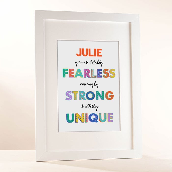 Personalised Fearless Strong Unique Portrait Print