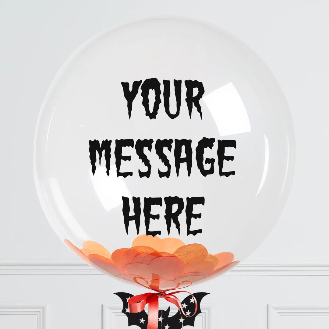 Personalised Halloween Spiders & Pumpkins Confetti Bubble Balloon - Delivered Inflated!