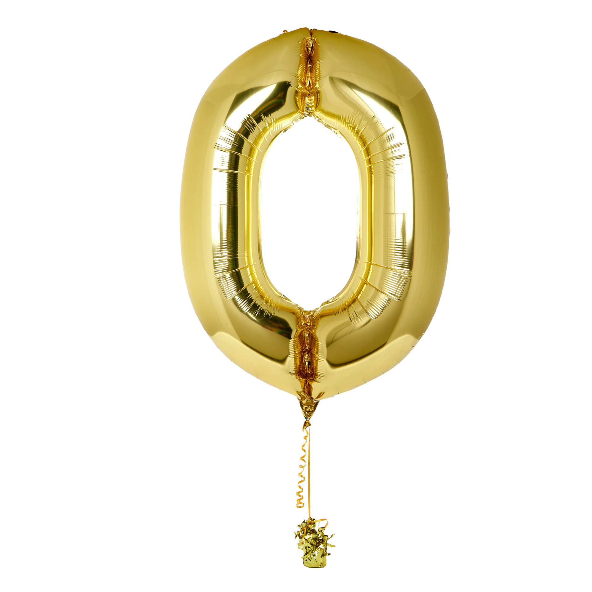Large Gold Number 0 Inflated Balloon Arrangement 