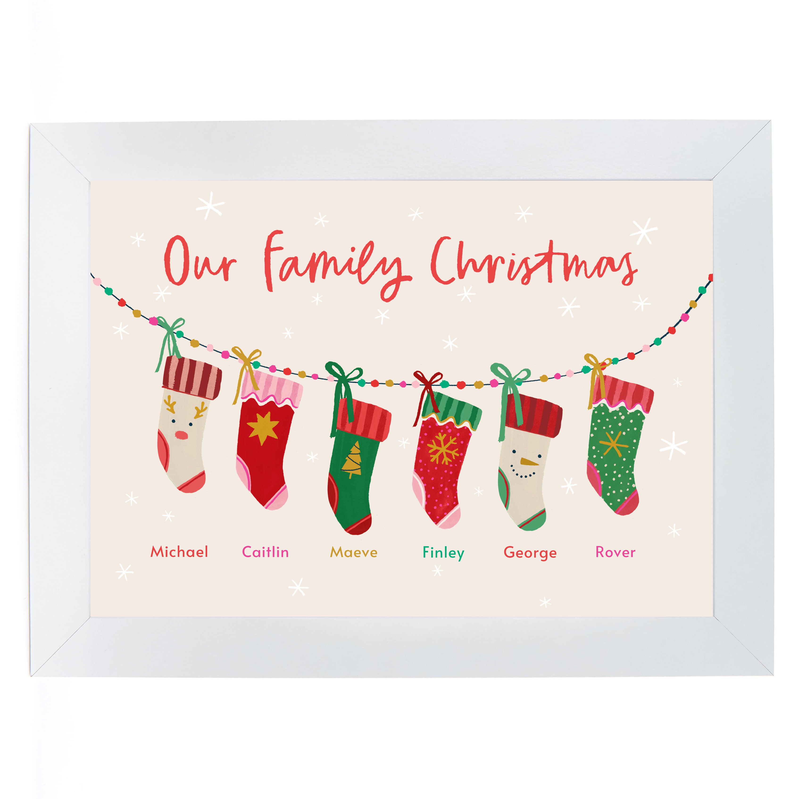 Personalised Family of 6 Christmas Print - 6 Stockings