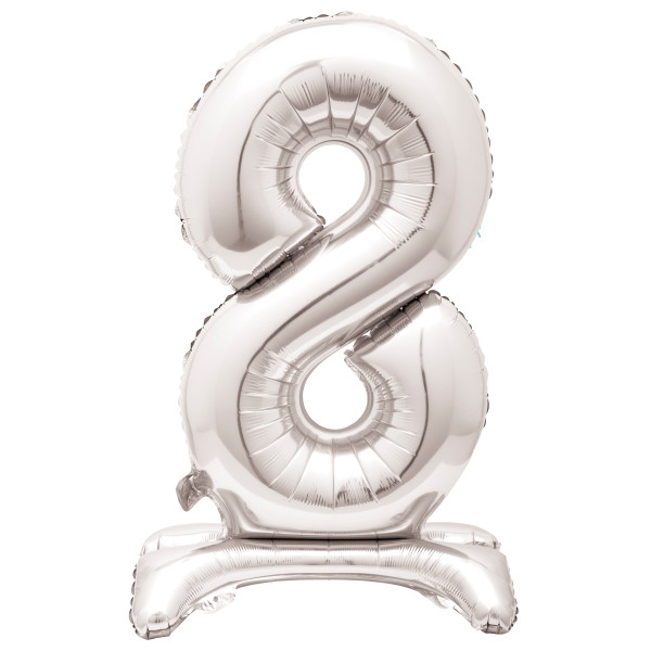 30-Inch Silver Air-Fill Standing Number 8 Table Balloon