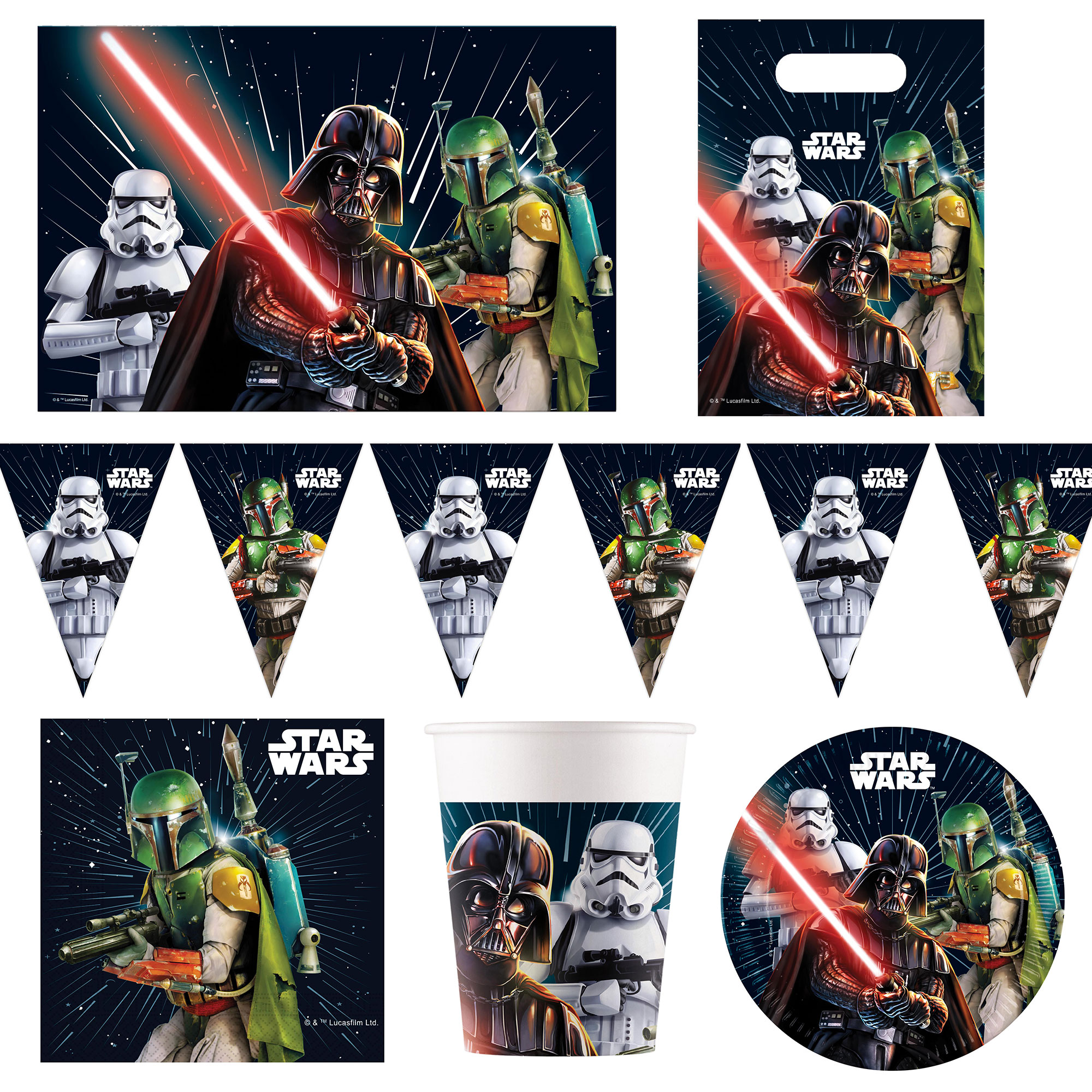 Star Wars Galaxy Party Tableware & Decorations Bundle - 16 Guests