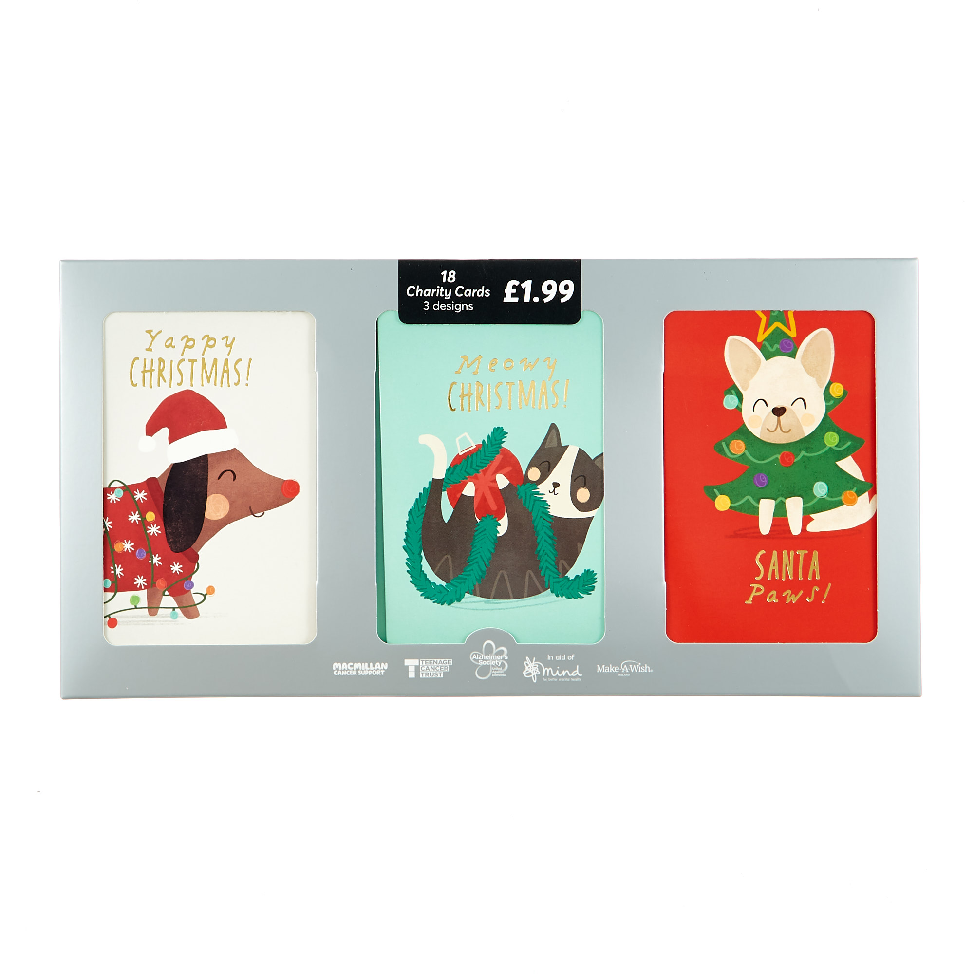 18 Charity Christmas Cards - Cats & Dogs (3 Designs)