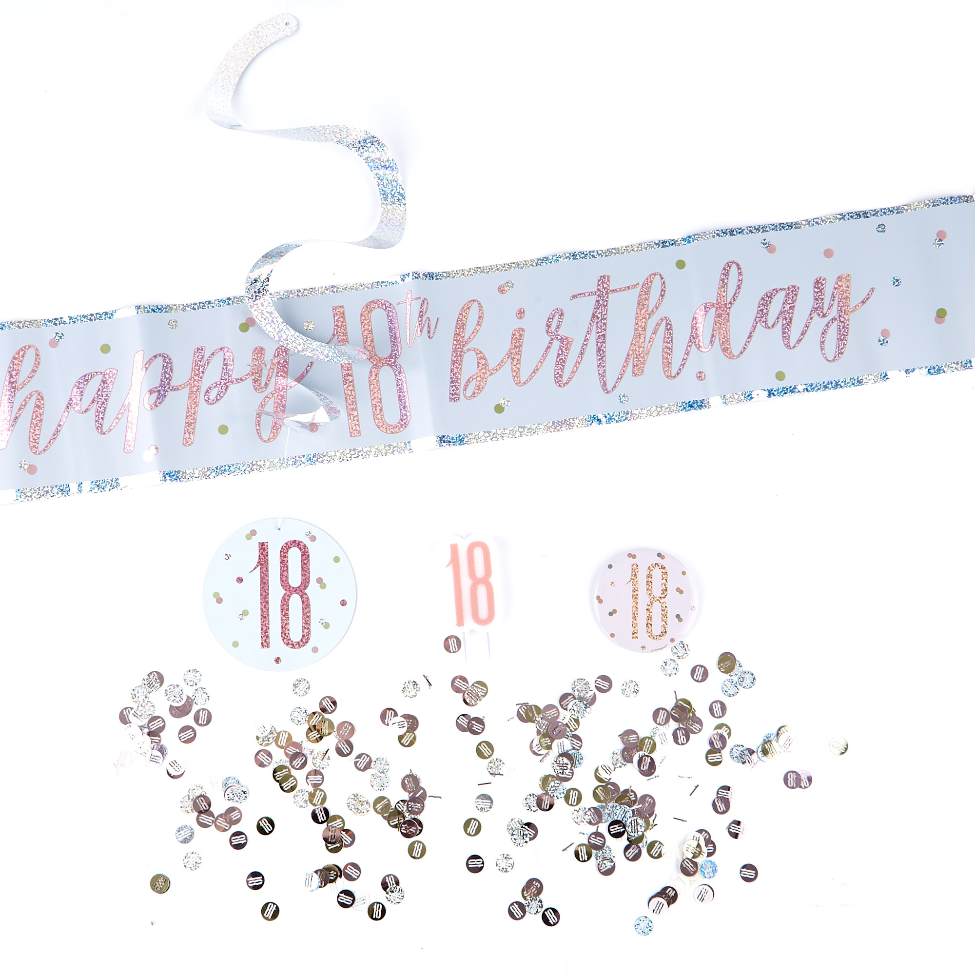 Rose Gold 18th Birthday Party Accessories Kit - 11 Pieces