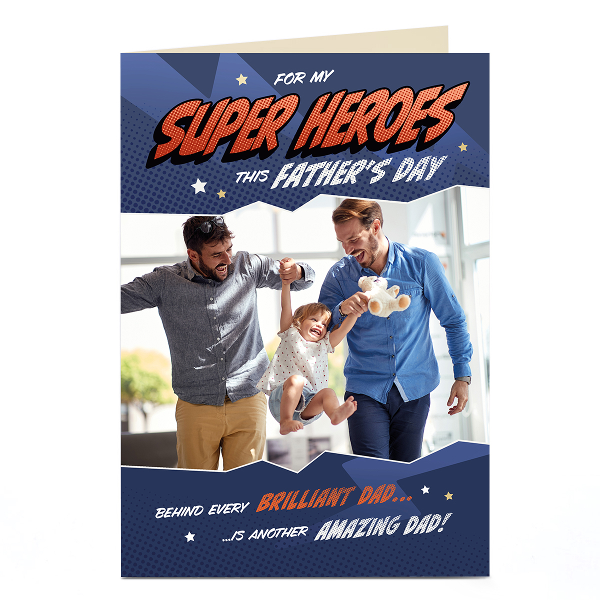Photo Father's Day Card - Super Heroes, Two Dads
