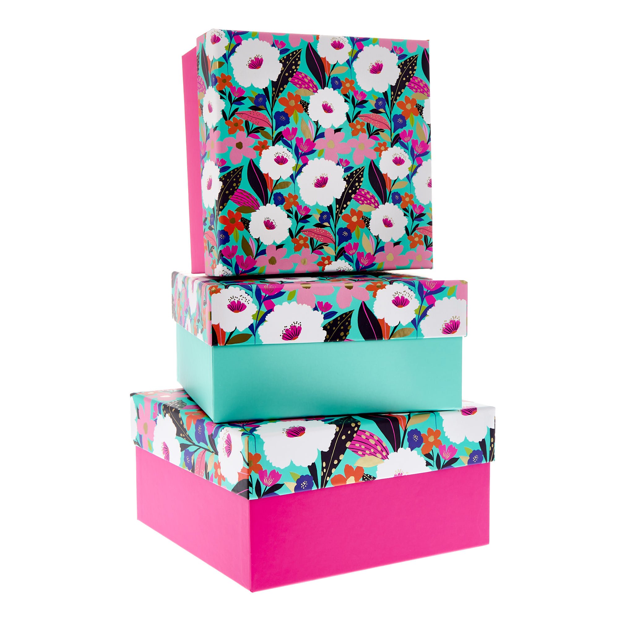 Bright Floral Gift Boxes - Set of 3