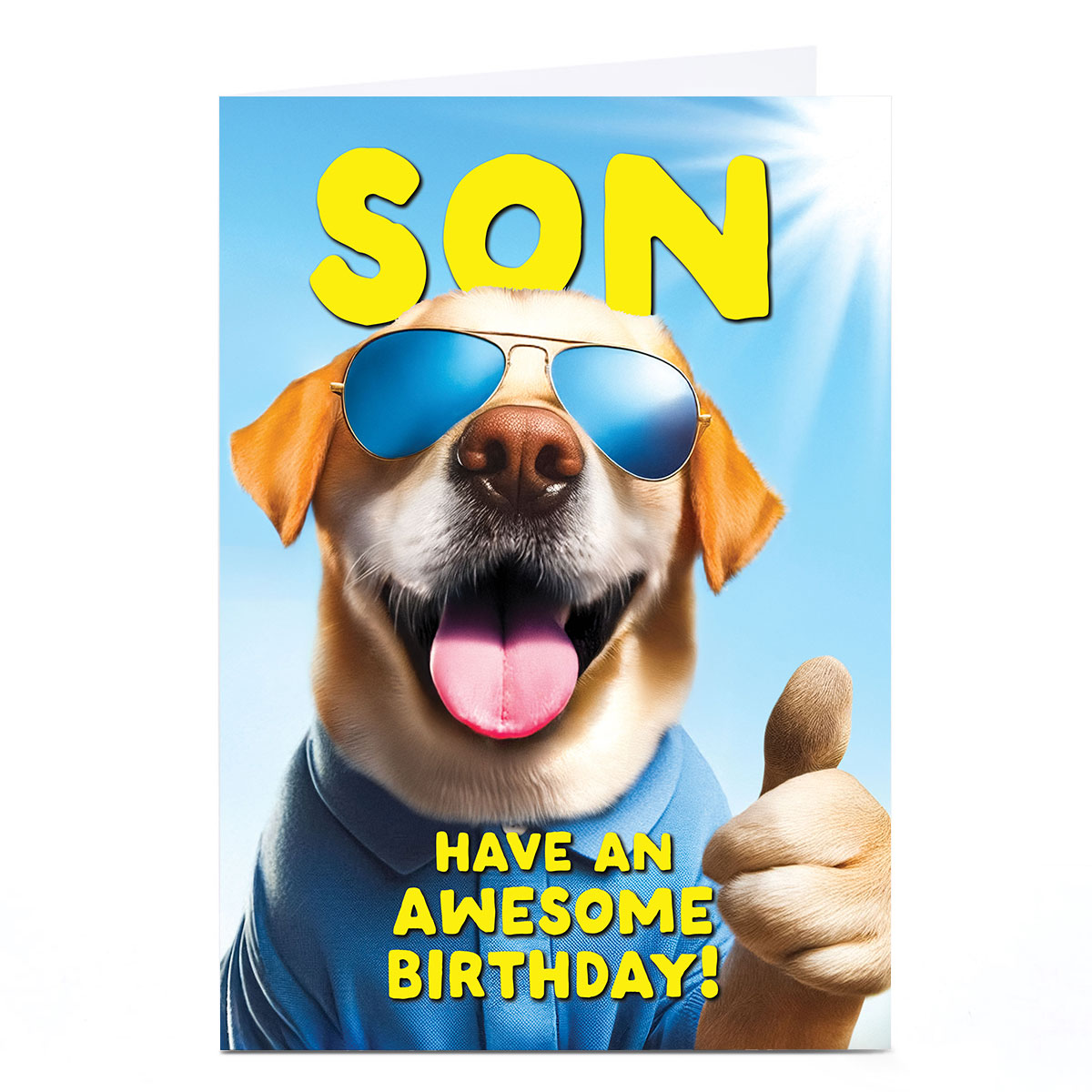 Birthday Card - Dog Thumbs Up, Son