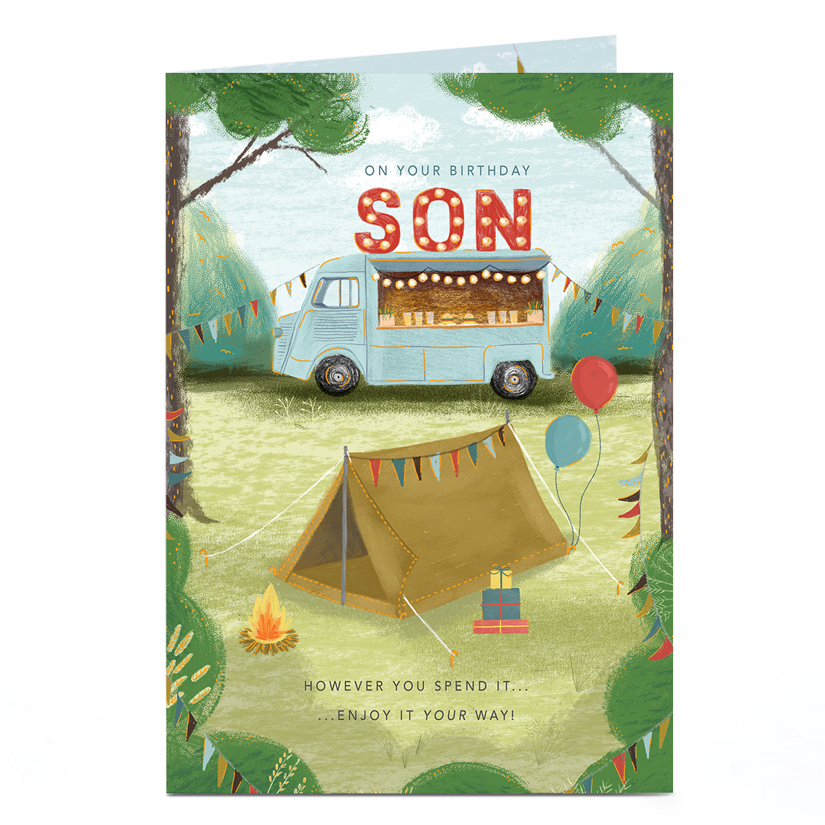 Birthday Card - Camping and Food Truck, Son
