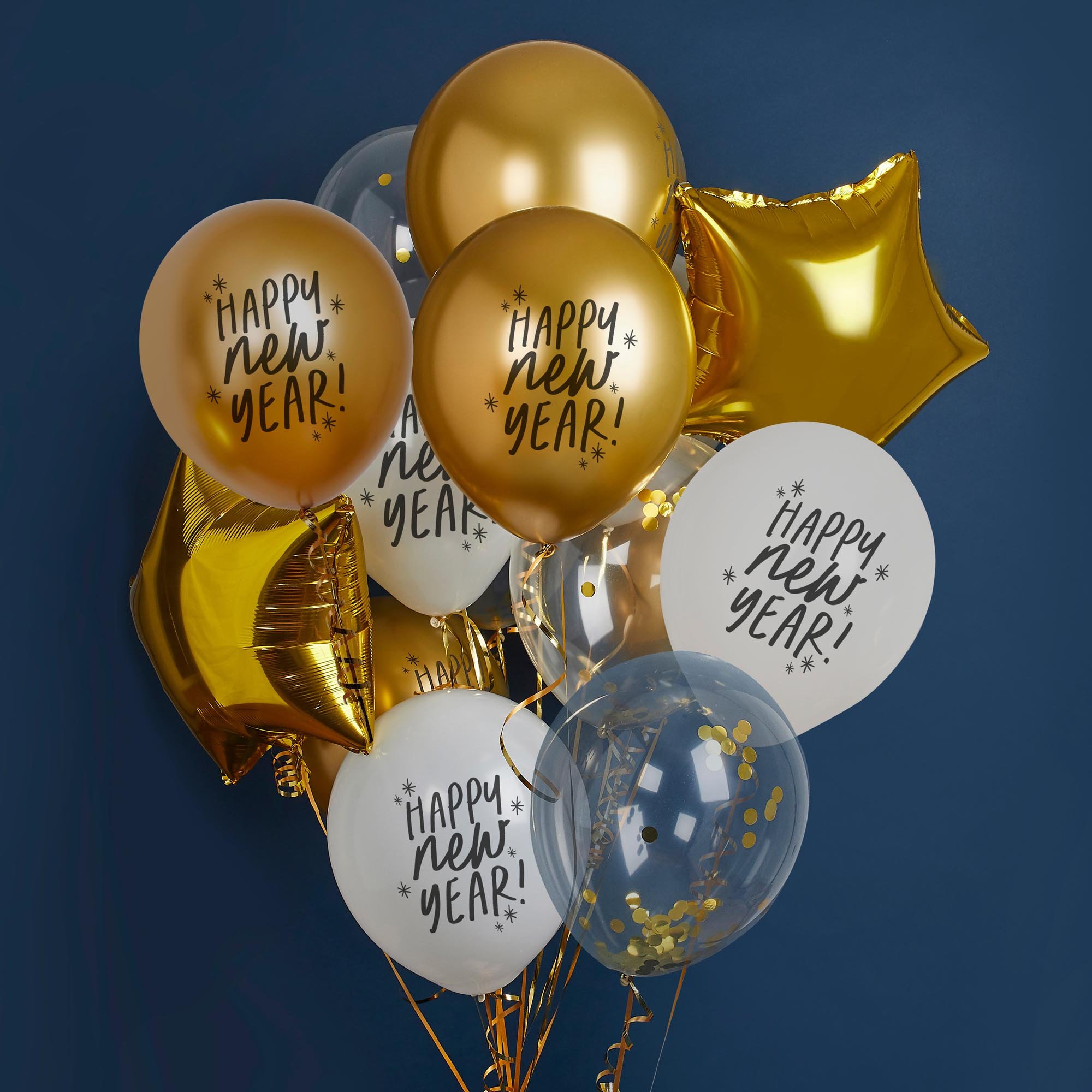 Happy New Year 12-Inch Latex Balloon Bundle - Pack of 12