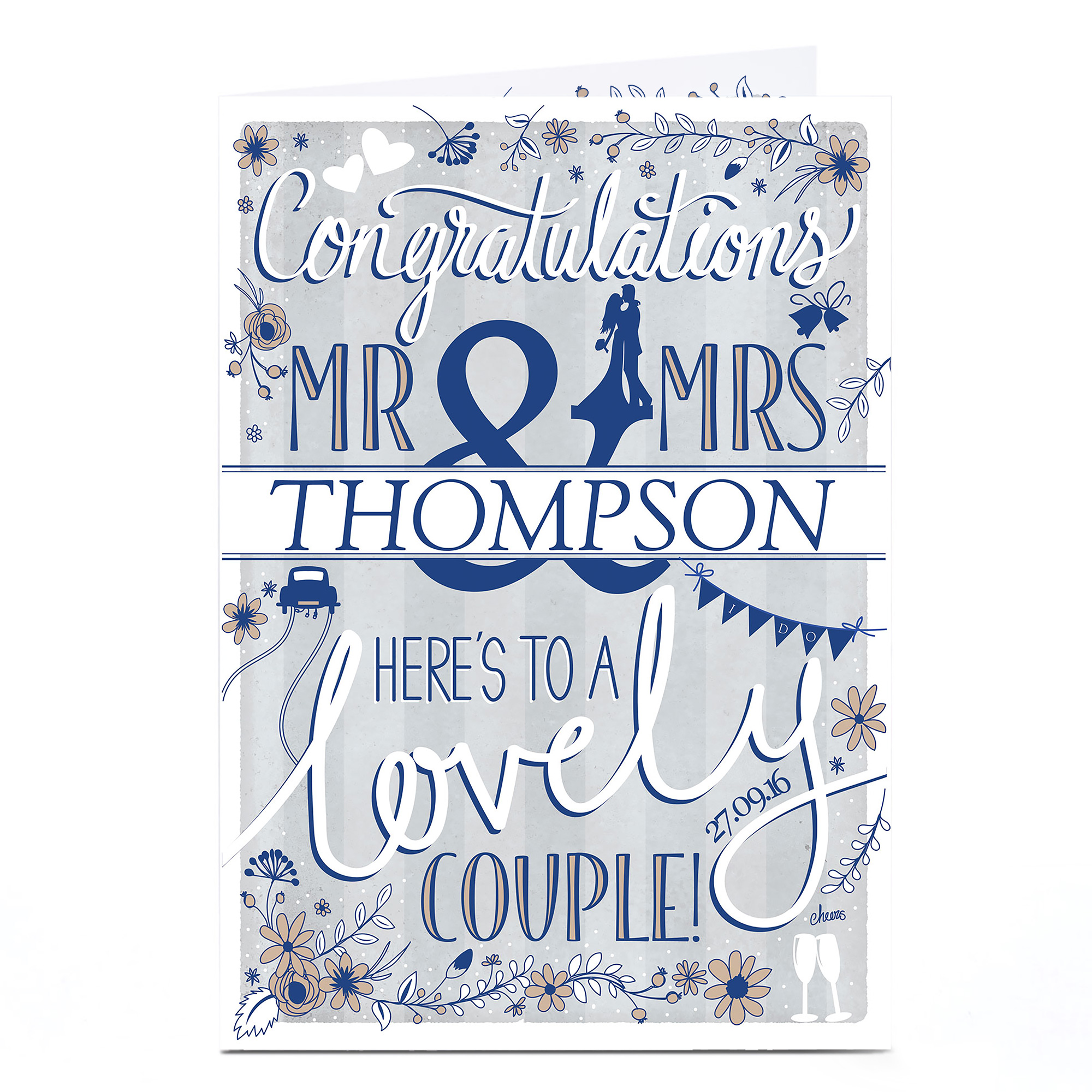 Personalised Wedding Card - Here's To A Lovely Couple